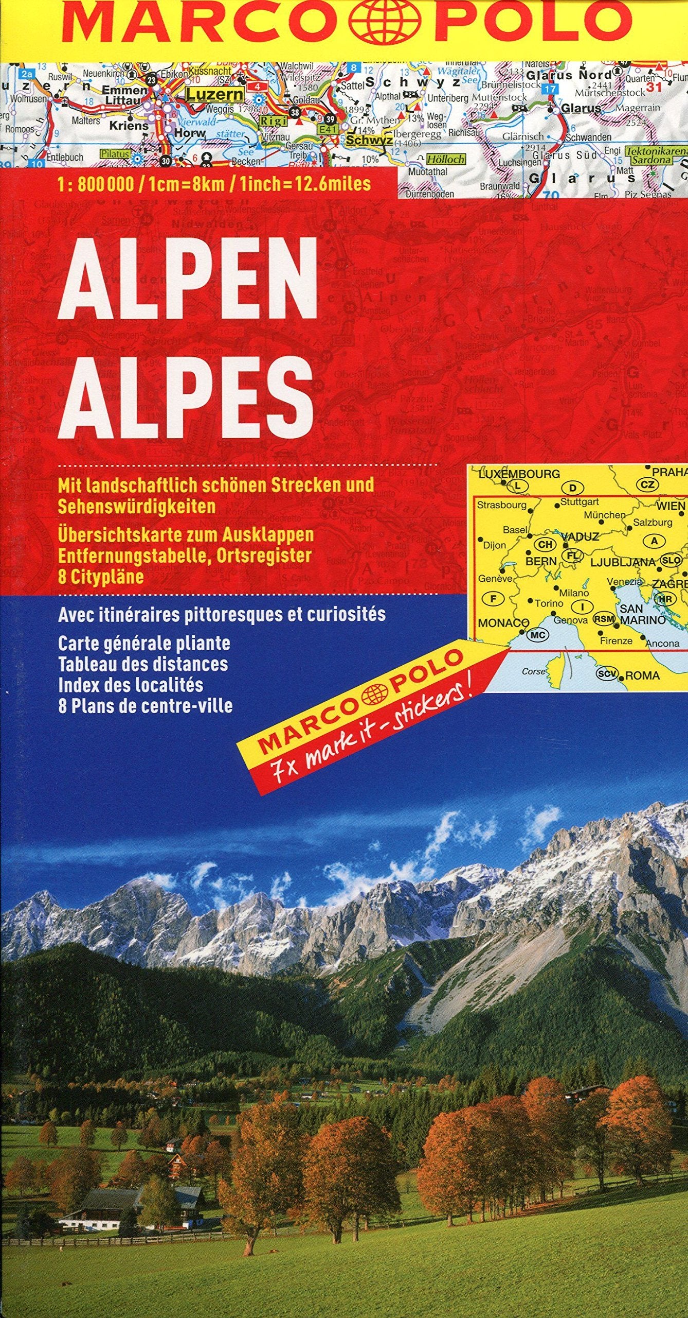 MARCO POLO Länderkarte Alpen 1:800.000: Mit landschaftlich schönen Strecken und Sehenswürdigkeiten. Übersichtskarte zum Ausklappen, ... 8 Citypläne (MARCO POLO Länderkarten) Leisure, Home & Garden