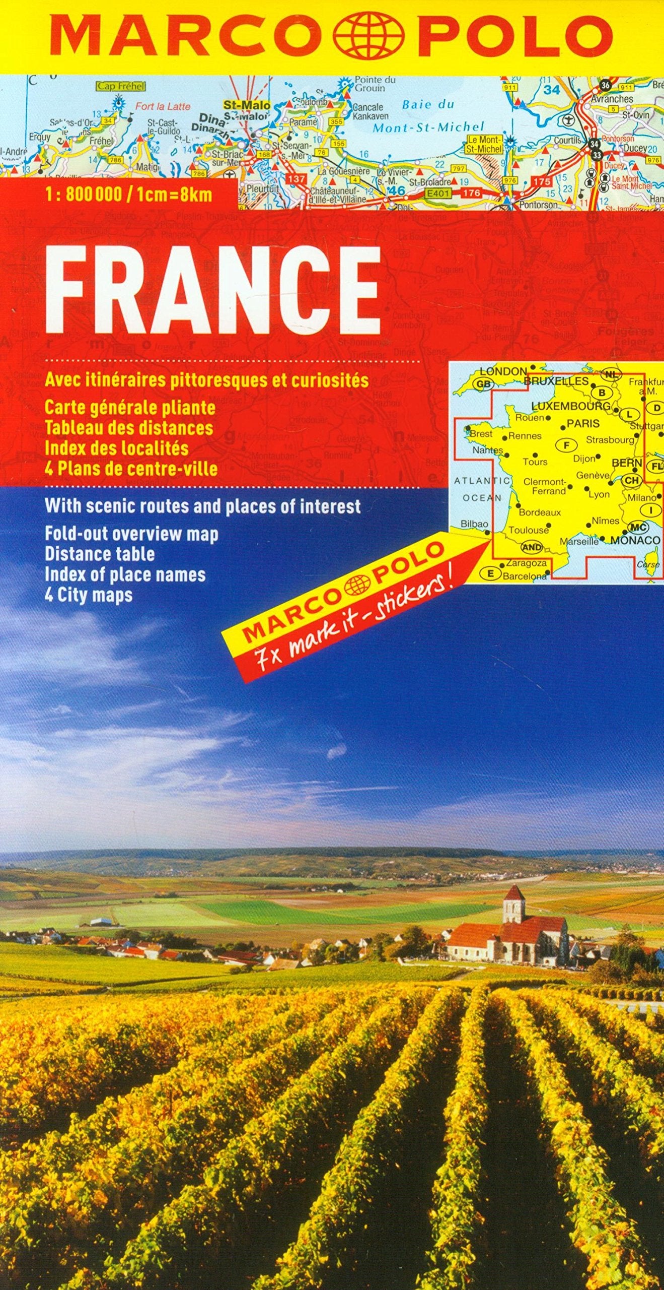 MARCO POLO Länderkarte Frankreich 1:800.000: Mit landschaftlich schönen Strecken und Sehenswürdigkeiten. Übersichtskarte zum Ausklappen, ... 4 Citypläne (MARCO POLO Länderkarten) Leisure, Home & Garden