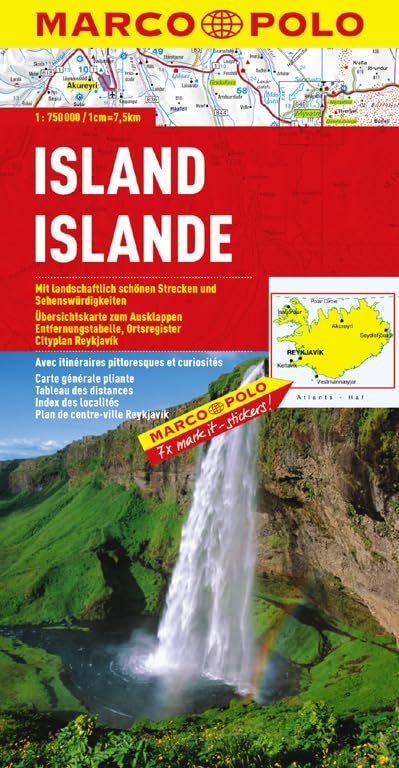 MARCO POLO Länderkarte Island 1:750.000: Mit landschaftlich schönen Strecken und Sehenswürdigkeiten. Übersichtskarte zum Ausklappen, ... Cityplan Reykjavik (MARCO POLO Länderkarten) Leisure, Home & Garden