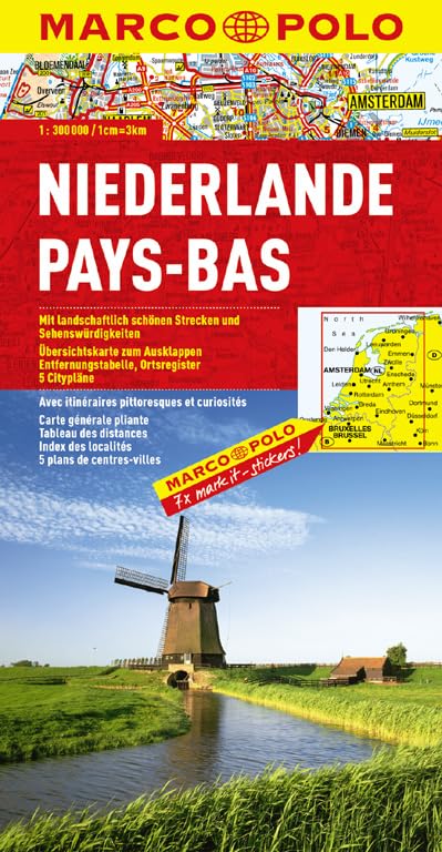 MARCO POLO Länderkarte Niederlande 1:300.000: Mit landschaftlich schönen Strecken und Sehenswürdigkeiten. Übersichtskarte zum Ausklappen, ... 5 Citypläne, 7x mark-it-stickers Leisure, Home & Garden