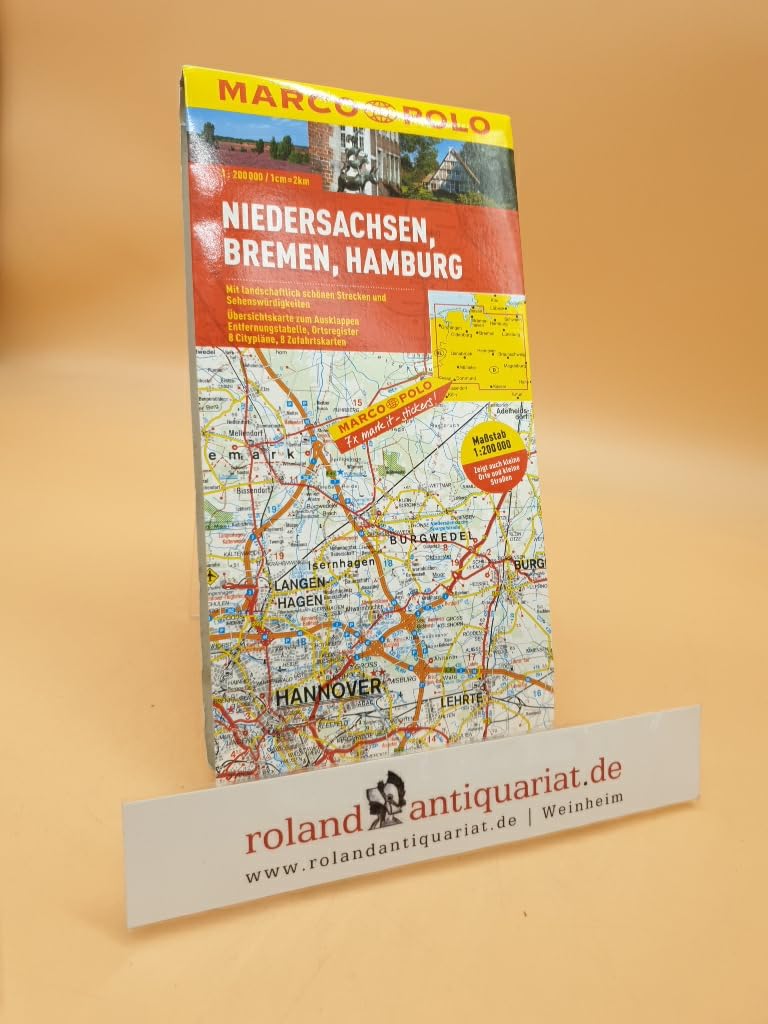 MARCO POLO Karte Niedersachsen, Bremen, Hamburg 1:200.000: Mit landschaftlich schönen Strecken und Sehenswürdigkeiten. Übersichtskarte zum Ausklappen, ... (MARCO POLO Karten 1:200.000) Leisure, Home & Garden
