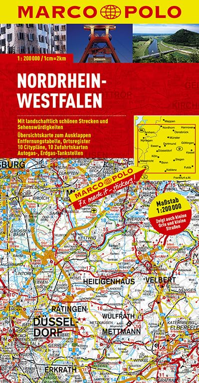 MARCO POLO Karte Nordrhein-Westfalen 1:200.000: Mit landschaftlich schönen Strecken und Sehenswürdigkeiten. Übersichtskarte zum Ausklappen, ... (MARCO POLO Karten 1:200.000) Leisure, Home & Garden