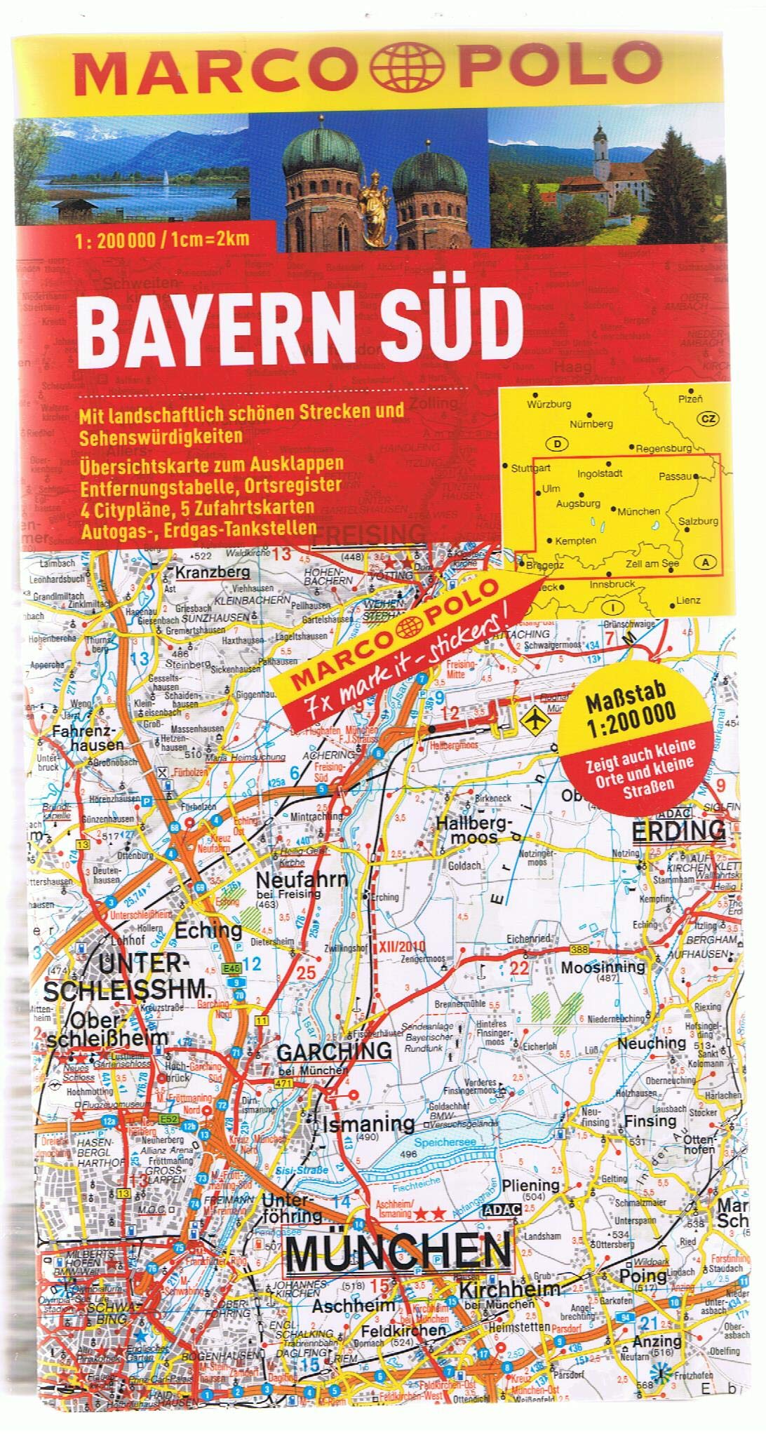 MARCO POLO Karte Bayern Süd 1:200.000: Mit landschaftlich schönen Strecken und Sehenswürdigkeiten. Übersichtskarte zum Ausklappen, Entfernungstabelle, ... (MARCO POLO Karten 1:200.000) Leisure, Home & Garden