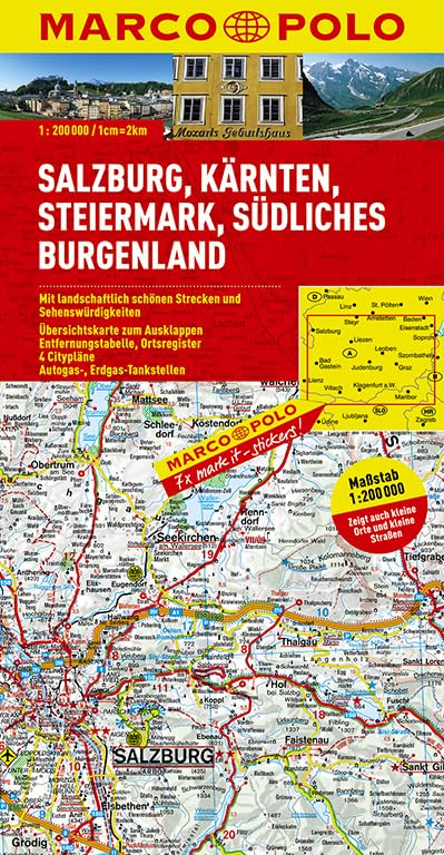 MARCO POLO Karte Österreich 02. Salzburg, Kärnten, Steiermark, Südliches Burgenland  1 : 200 000 Leisure, Home & Garden