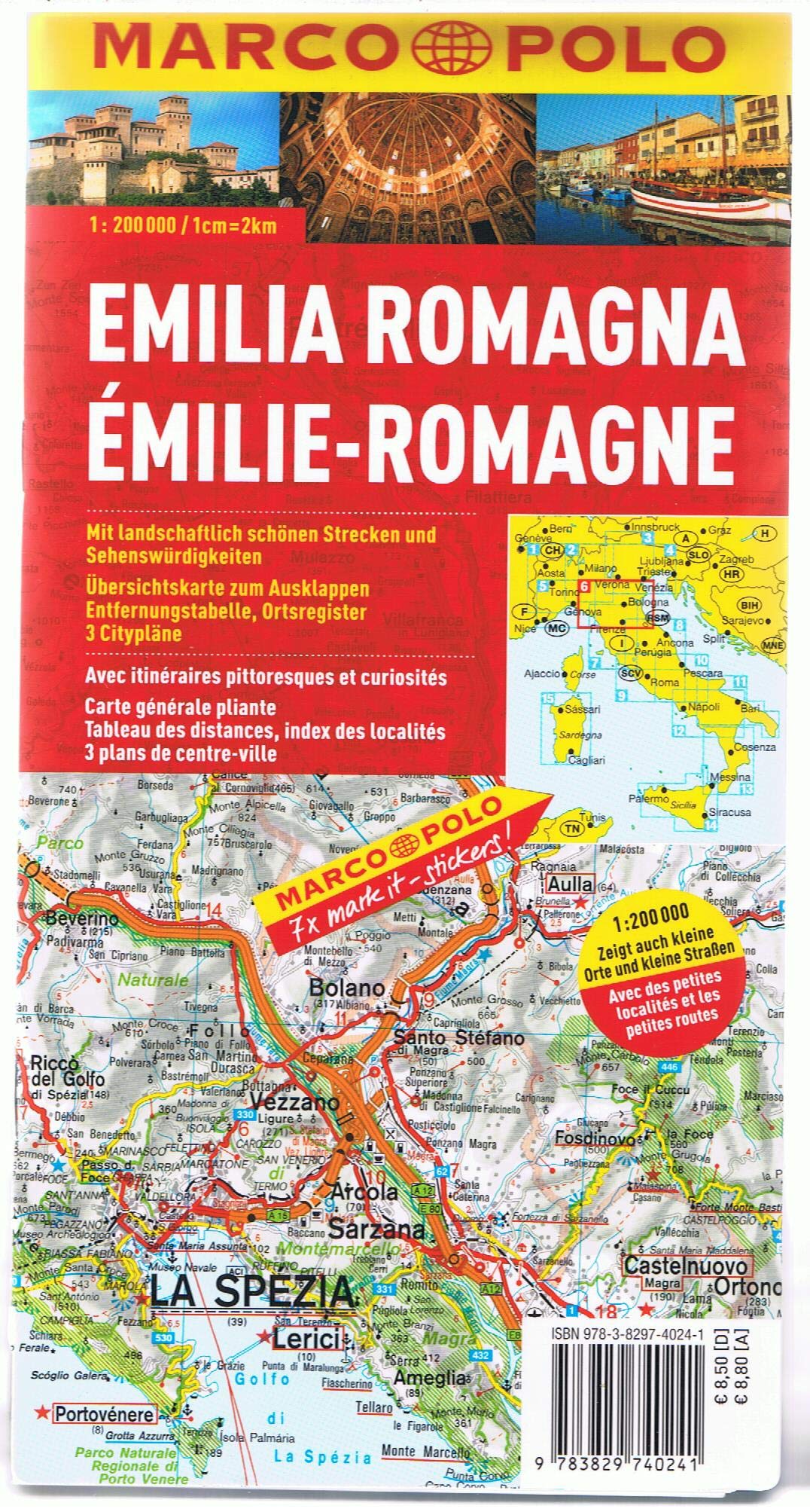 MARCO POLO Karte Emilia Romagna: Mit landschaftlich schönen Strecken und Sehenswürdigkeiten. Übersichtskarte zum Ausklappen, Entfernungstabelle, Ortsregister, 3 Citypläne (MARCO POLO Karten 1:200.000) Leisure, Home & Garden