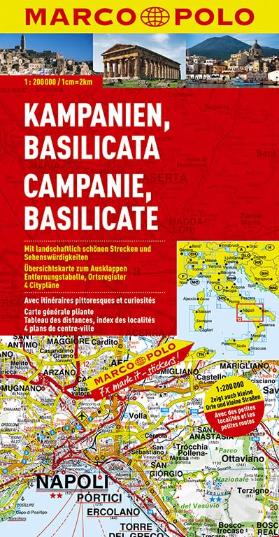 MARCO POLO Karte Kampanien, Basilicata: Mit landschaftlich schönen Strecken und Sehenswürdigkeiten. Übersichtskarte zum Ausklappen, ... 4 Citypläne (MARCO POLO Karten 1:200.000) Leisure, Home & Garden