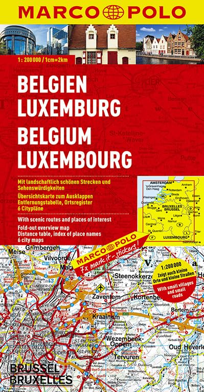 MARCO POLO Karte Belgien, Luxemburg 1:200.000: Mit landschaftlich schönen Strecken und Sehenswürdigkeiten. Übersichtskarte zum Ausklappen, ... 6 Citypläne (MARCO POLO Karten 1:200.000) Leisure, Home & Garden