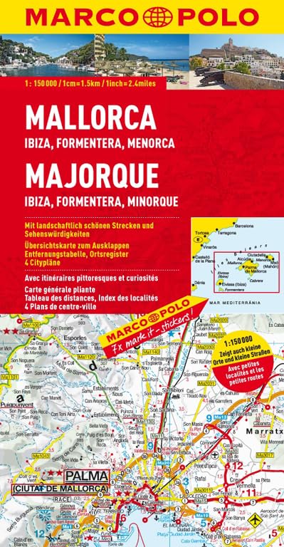 MARCO POLO Karte Mallorca, Ibiza, Formentera, Menorca 1:150 000: Mit landschaftlich schönen Strecken und Sehenswürdigkeiten. Übersichtskarte zum ... 4 Citypläne (MARCO POLO Karten 1:200.000) Leisure, Home & Garden