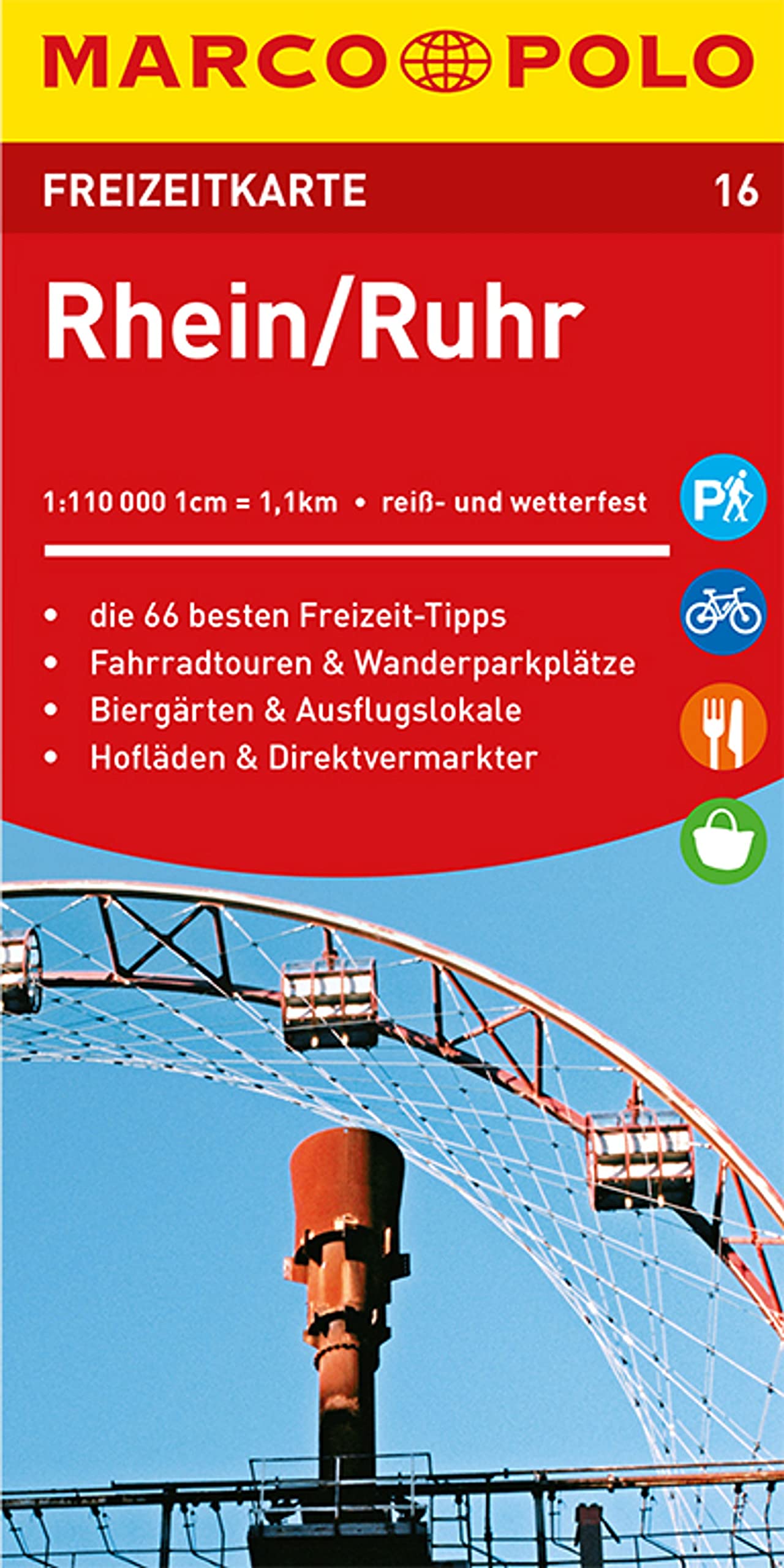 MARCO POLO Freizeitkarte 16 Rhein, Ruhr 1:100.000: Die 66 besten Freizeit-Tipps, Fahrradtouren & Wanderparkplätze, Biergärten & Ausflugslokale, Hofläden & Direktvermarkter. Reiß- und wetterfest Leisure, Home & Garden