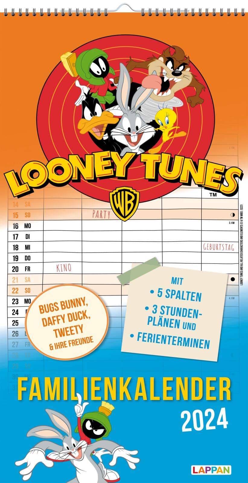 Looney Tunes Familienplaner 2024: Der Kalender für die ganze Familie: Urlaube, Geburtstage, Termine - alles auf einen Blick! Calendars