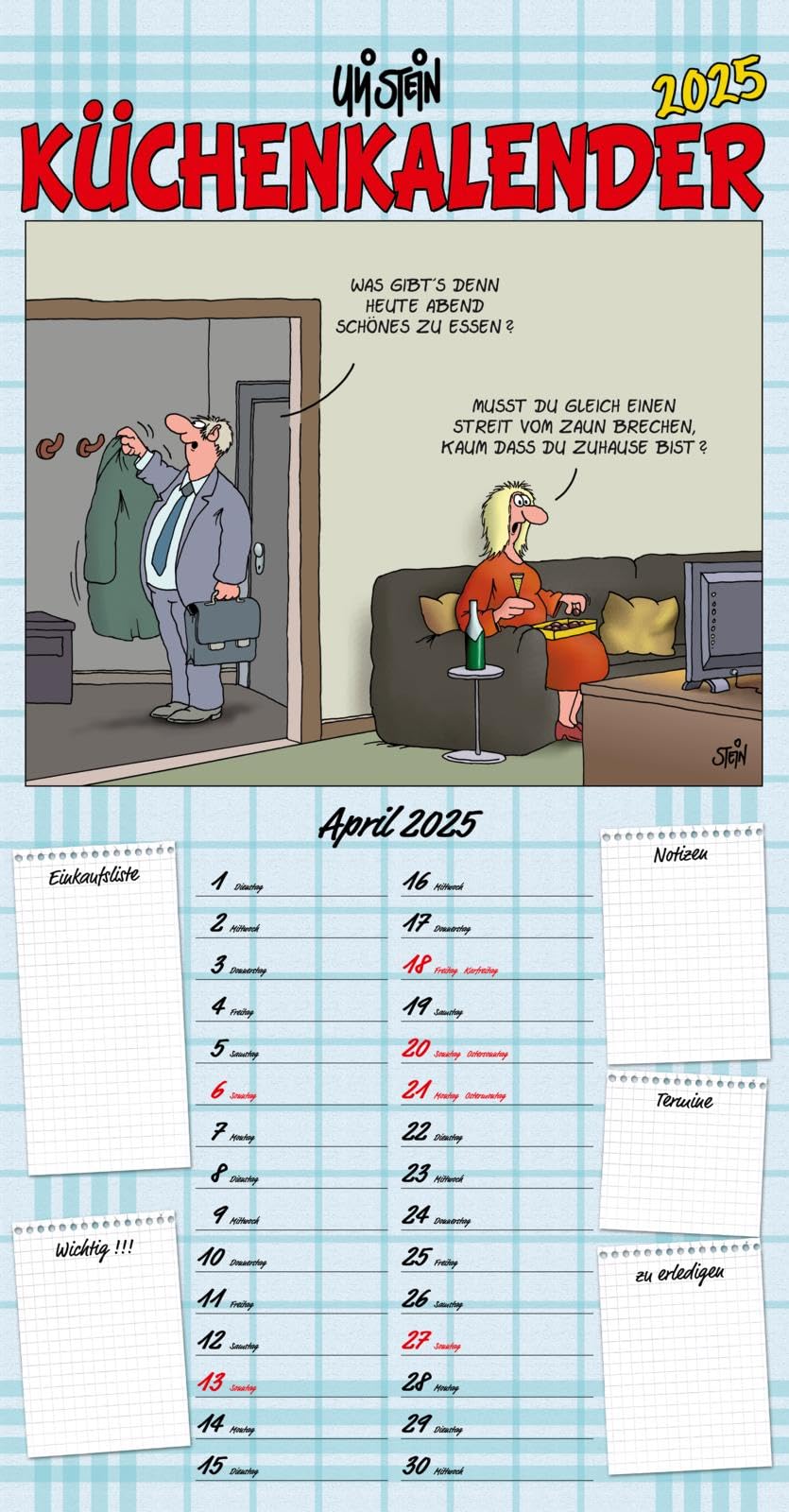 Uli Stein Küchenkalender 2025: Monatskalender für die Wand: Praktischer Planer für die Familie (Uli Stein Kalender 2025) Manga