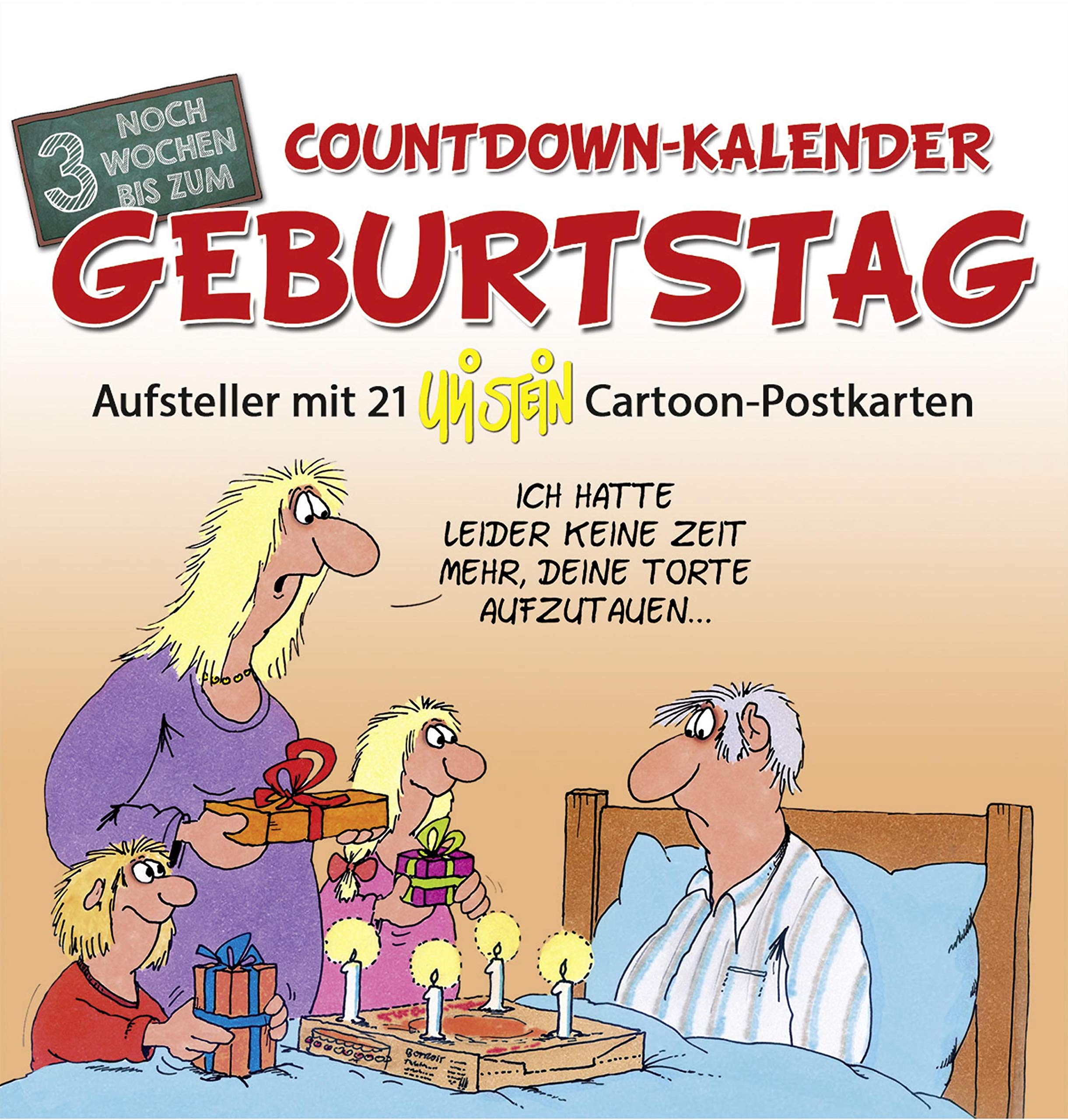 Countdown-Kalender Geburtstag: Noch 3 Wochen bis zum . . . Aufsteller mit 21 Uli Stein Cartoon-Postkarten Lifestyle