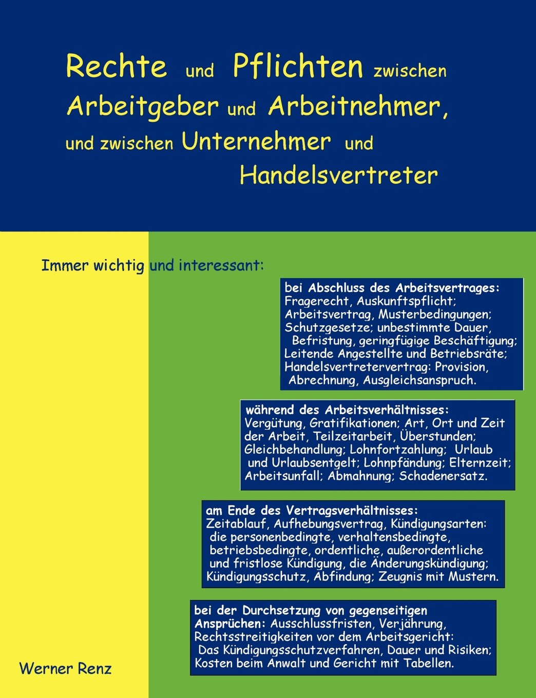 Rechte und Pflichten zwischen Arbeitgeber und Arbeitnehmer, zwischen Unternehmer und Handelsvertreter Books