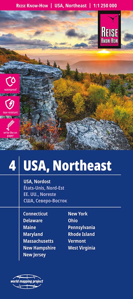 Reise Know-How Landkarte USA, Nordost / USA, Northeast  (1:1.250.000) : Maine, Maryland, New York, Ohio, West Virginia, ... Leisure, Home & Garden
