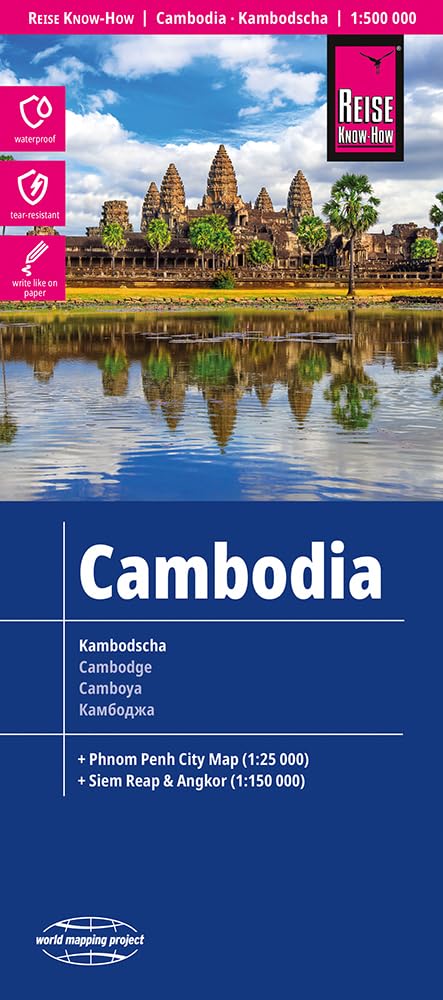Reise Know-How Landkarte Kambodscha / Cambodia (1:500.000): reiß- und wasserfest (world mapping project) Leisure, Home & Garden