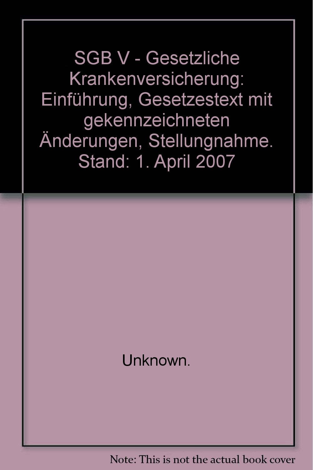 SGB V - Gesetzliche Krankenversicherung Law