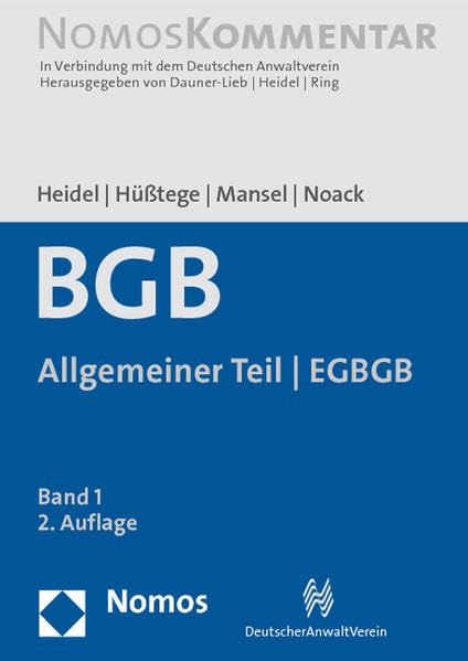 Bürgerliches Gesetzbuch: Allgemeiner Teil - EGBGB: Band 1 Law