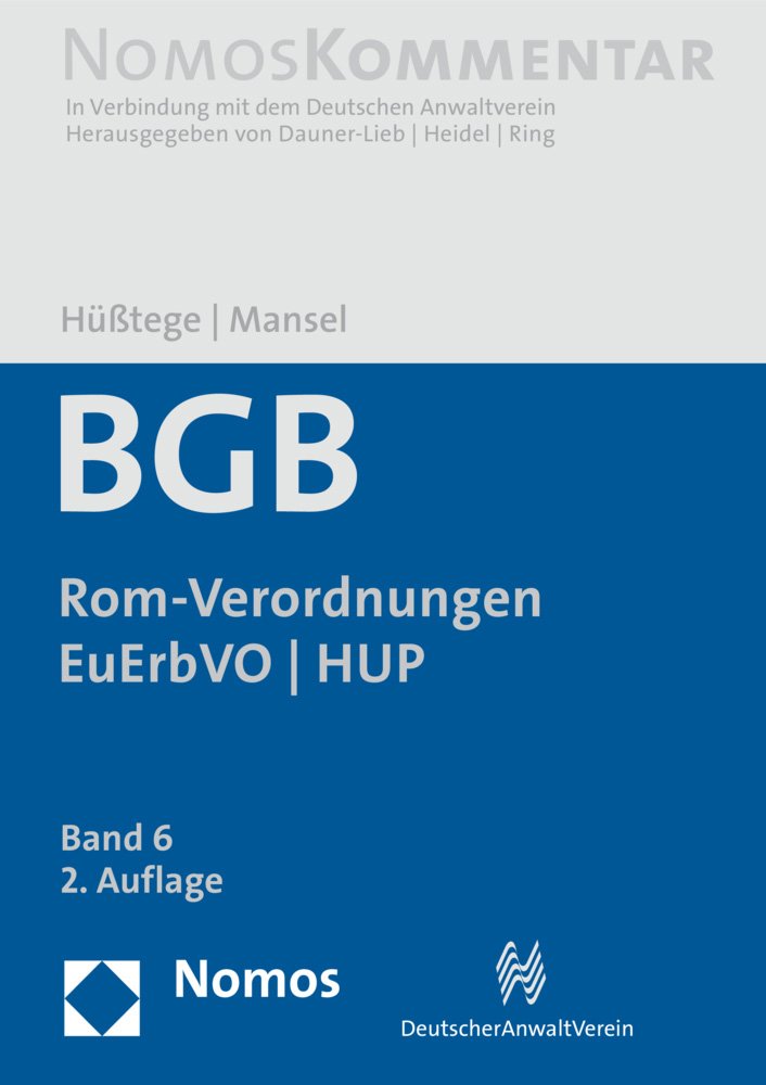Burgerliches Gesetzbuch: Rom-verordnungen Zum Internationalen Privatrecht book