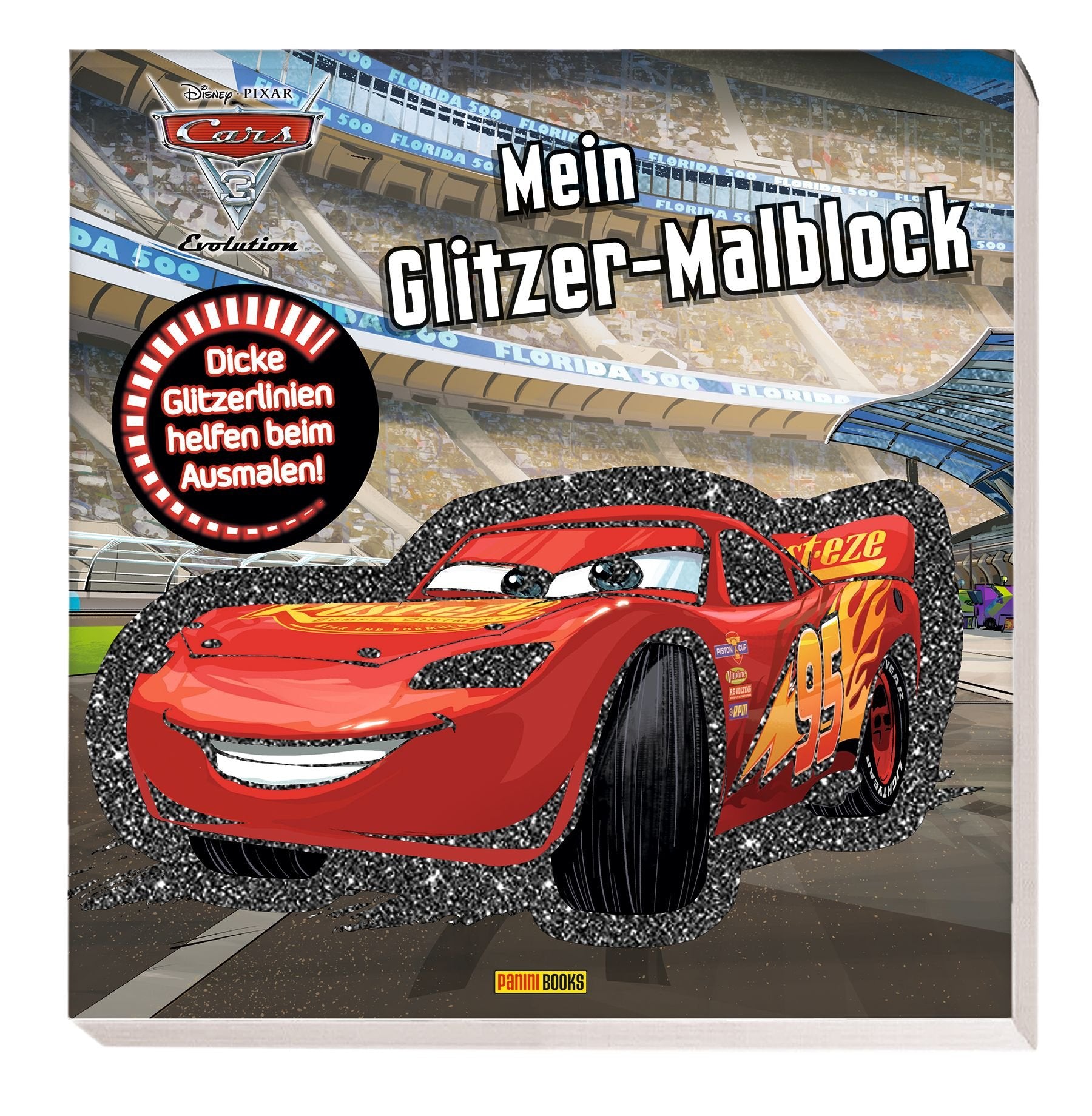 Disney Cars 3: Mein Glitzer-Malblock: Dicke Glitzerlinien helfen beim Ausmalen book