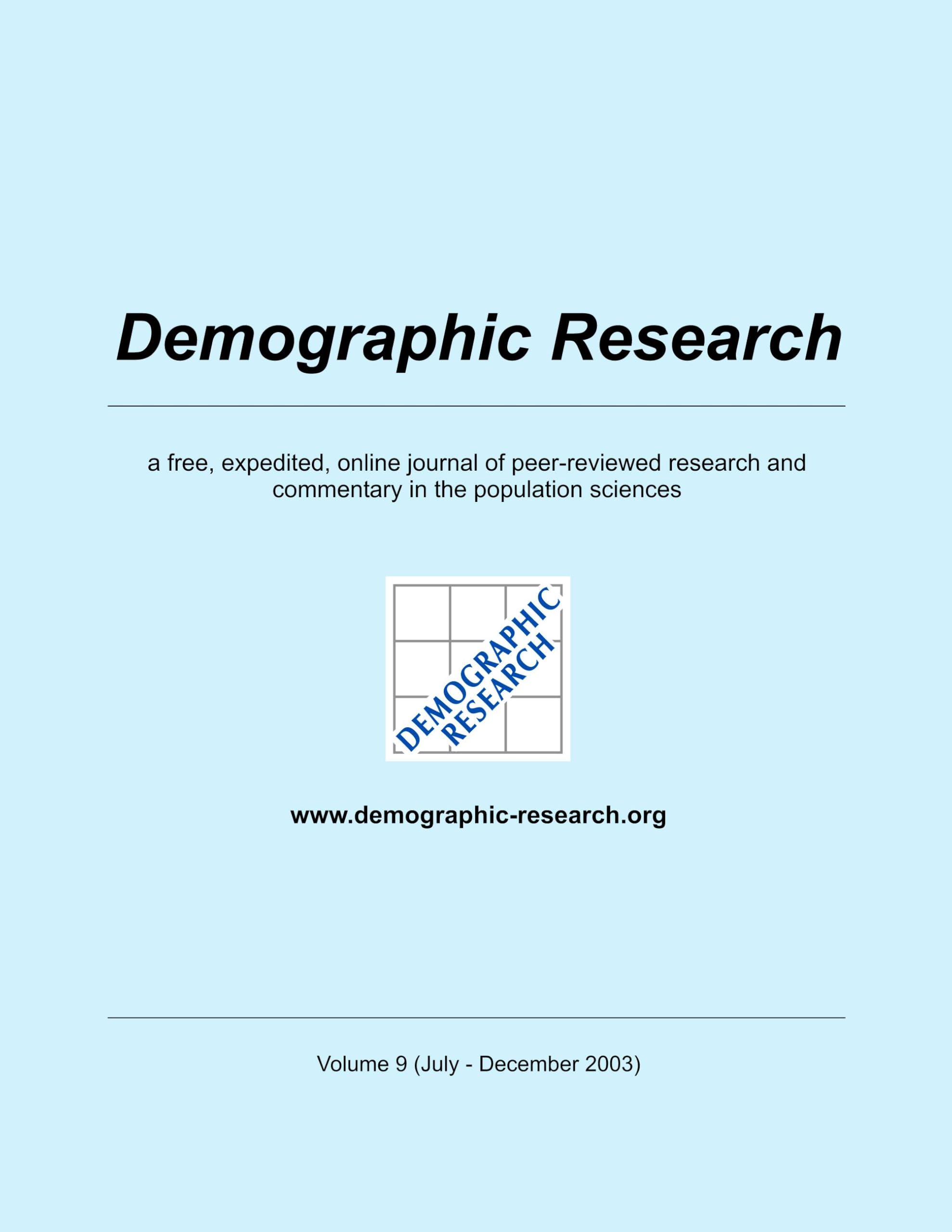 Demographic Research, Volume 9: a free, expedited, online journal of peer-reviewed research and commentary in the population sciences Law