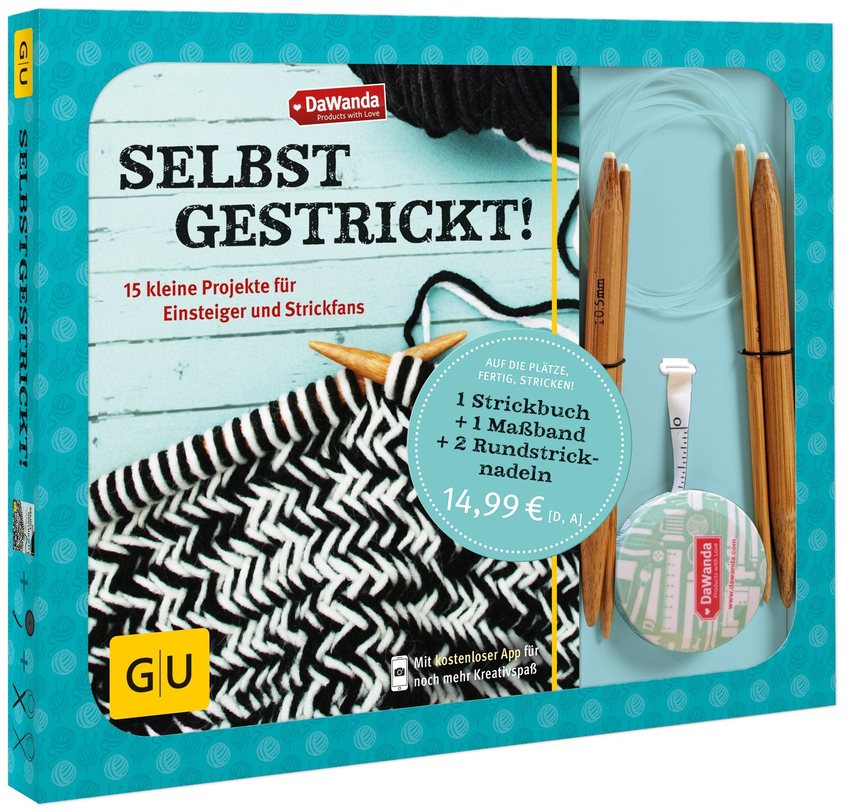 DaWanda: Selbstgestrickt! Set mit Maßband und 2 Rundstricknadeln Hobbies & Crafts