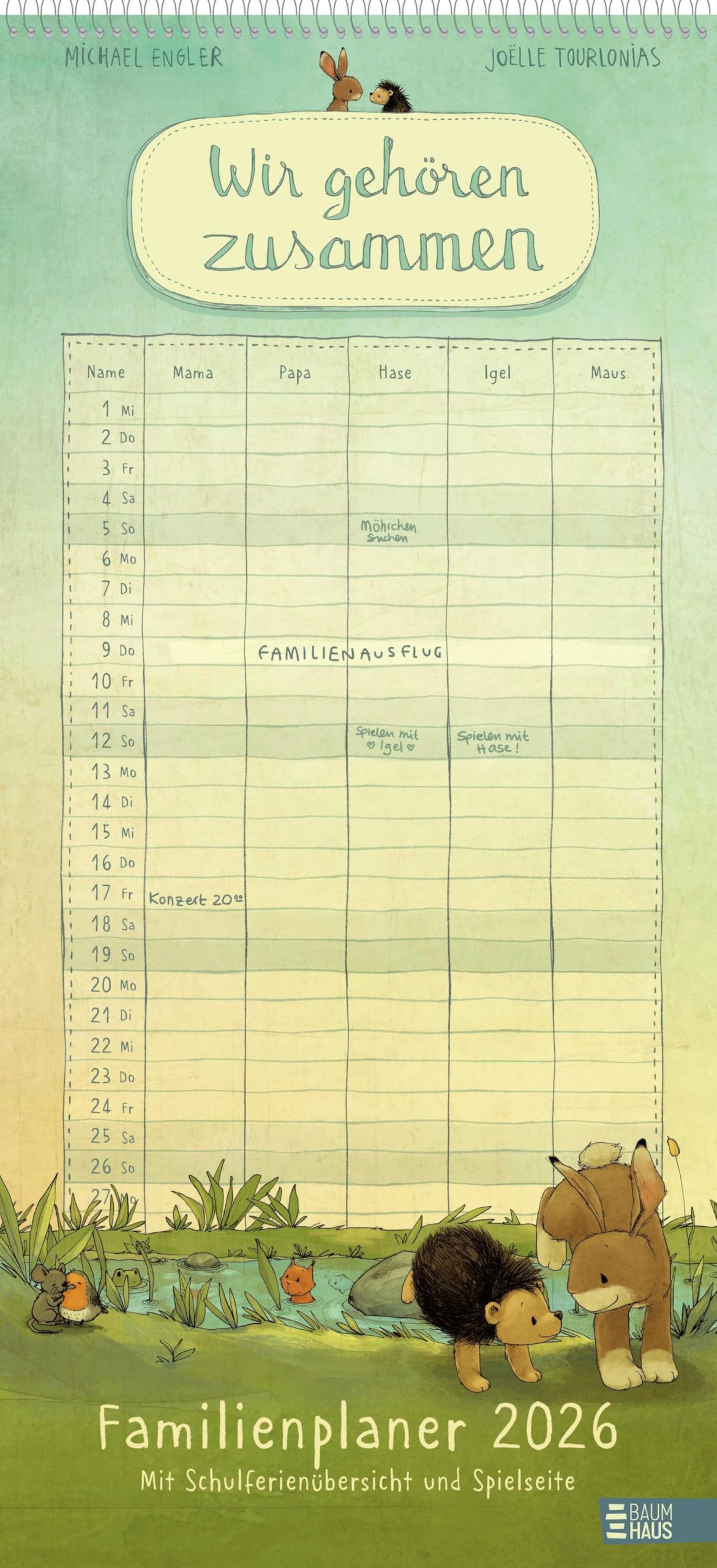 Wir gehören zusammen - Familienplaner 2026: Jahreskalender mit 5 Spalten, Ferienübersicht, Bastelseite (Wir zwei gehören zusammen) Leisure, Home & Garden