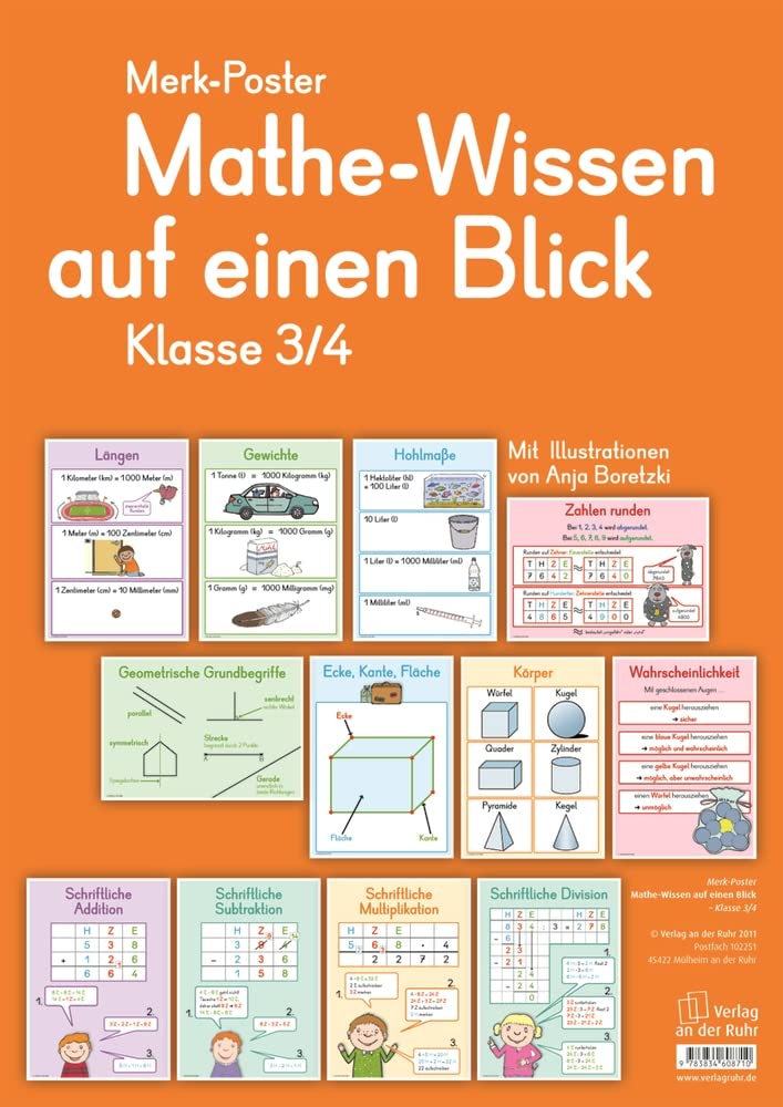 Merk-Poster - Klasse 3/4 - Mathe-Wissen auf einen Blick book