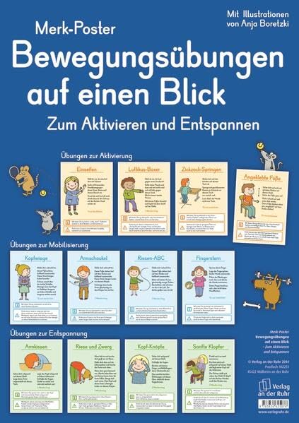 Bewegungsübungen auf einen Blick: Zum Aktivieren und Entspannen (Merk-Poster) Media & Communication