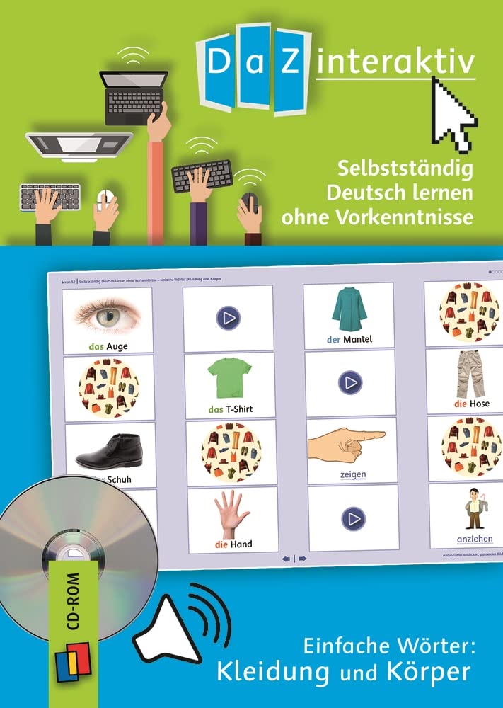 Selbstständig Deutsch lernen ohne Vorkenntnisse – einfache Wörter: Kleidung und Körper – Pro-Lizenz: (Einzellizenz) (DaZ interaktiv) Non-fiction