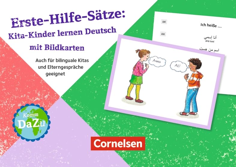 Erste-Hilfe-Sätze: Kita-Kinder lernen Deutsch mit Bildkarten: Auch für bilinguale Kitas und Elterngespräche geeignet (Deutsch lernen mit Fotokarten - Kita) Books