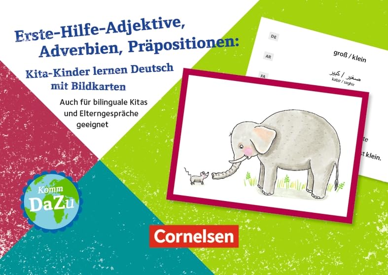Erste-Hilfe-Adjektive, Adverbien, Präpositionen: Kita-Kinder lernen Deutsch mit Bildkarten: Auch für bilinguale Kitas und Elterngespräche geeignet (Deutsch lernen mit Fotokarten - Kita) Books