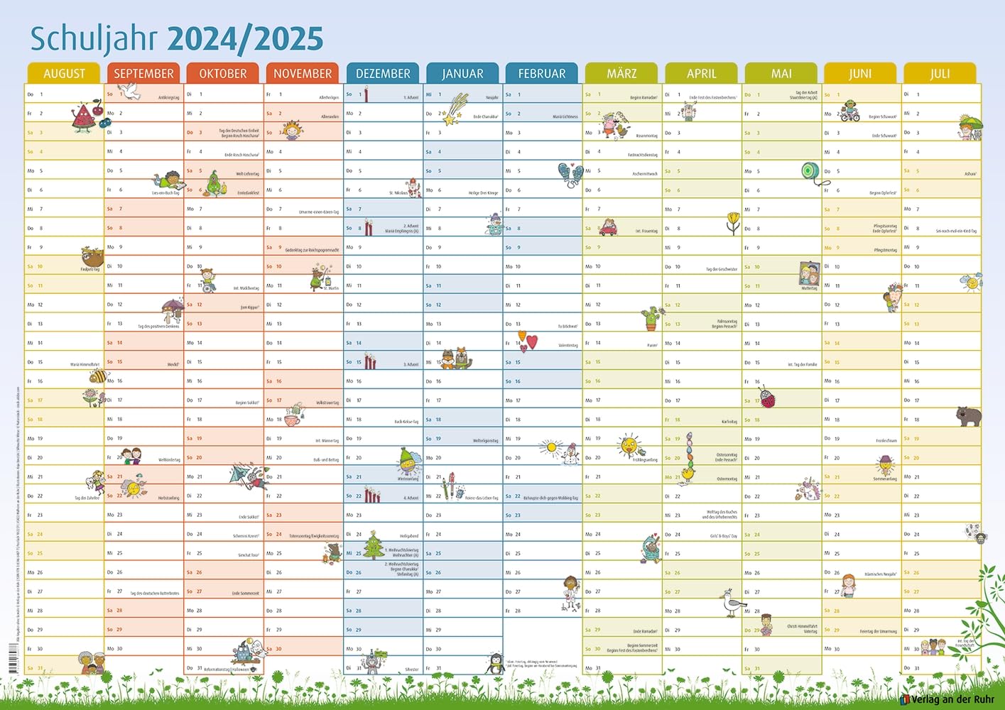 Der Schuljahres-Wandkalender 2024/2025, A1: Für Klassenzimmer, Lehrerzimmer & Co. book