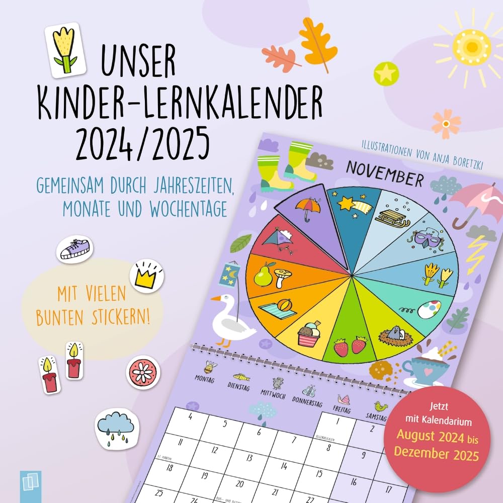 Unser Kinder-Lernkalender 2024/2025: Gemeinsam durch Jahreszeiten, Monate und Wochentage Study Guides