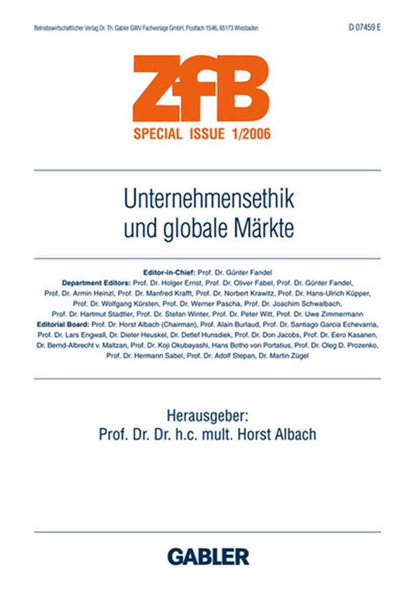 Unternehmensethik und globale Märkte (ZfB Special Issue) Law