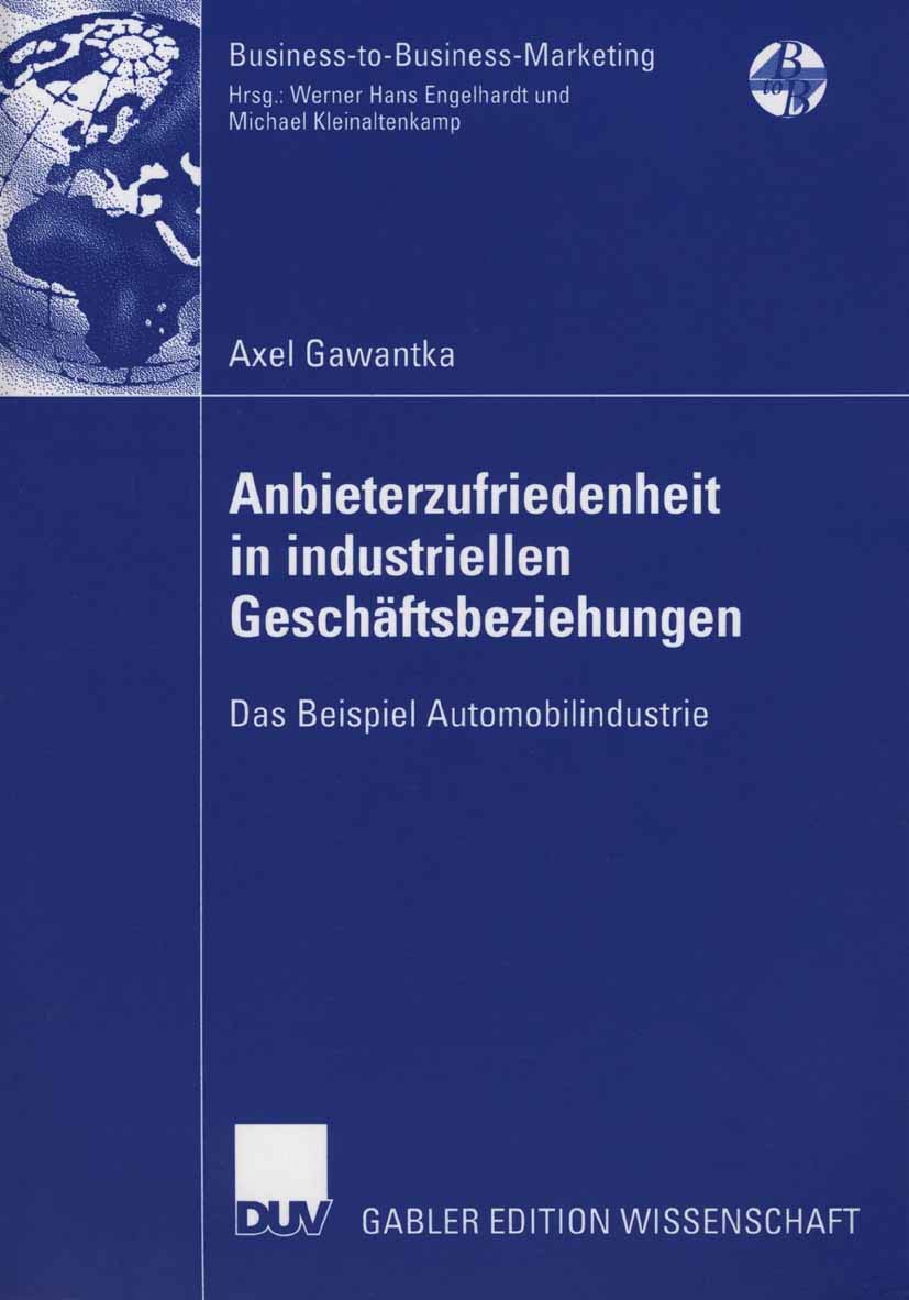Anbieterzufriedenheit in industriellen Geschäftsbeziehungen book