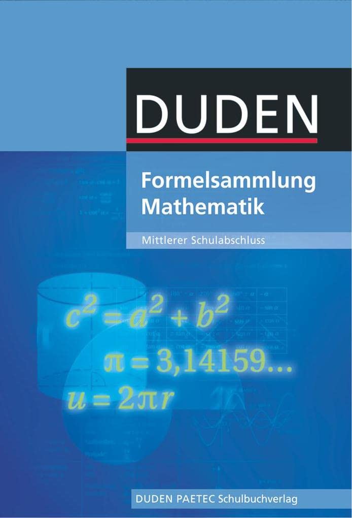 Formelsammlung Mathematik mittlerer Schulabschluss Study Guides Books