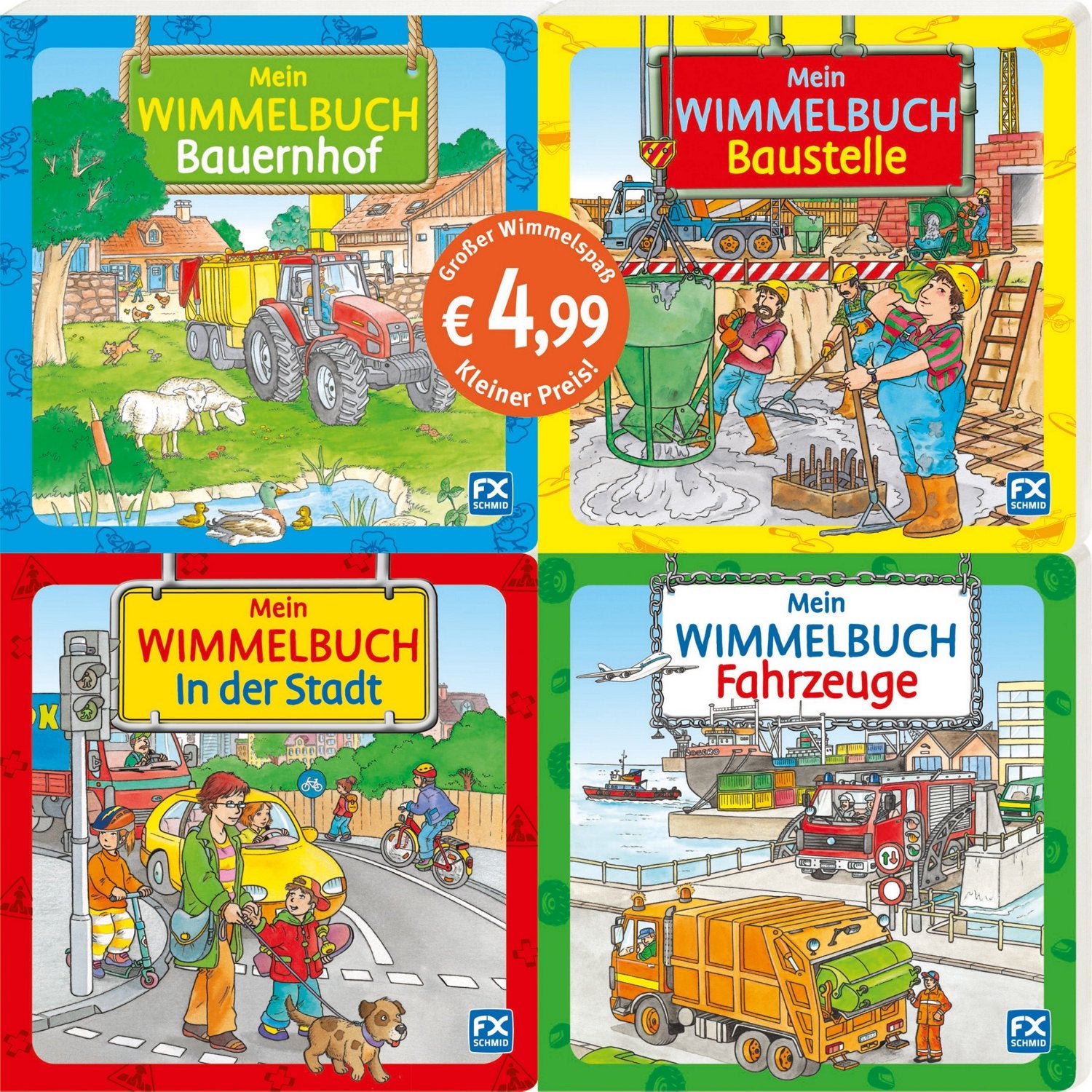 Mein Such- und Wimmelspaß: Mein Wimmelbuch Bauernhof. Mein Wimmelbuch In der Stadt. Mein Wimmelbuch Baustelle. Mein Wimmelbuch Fahrzeuge Children's books