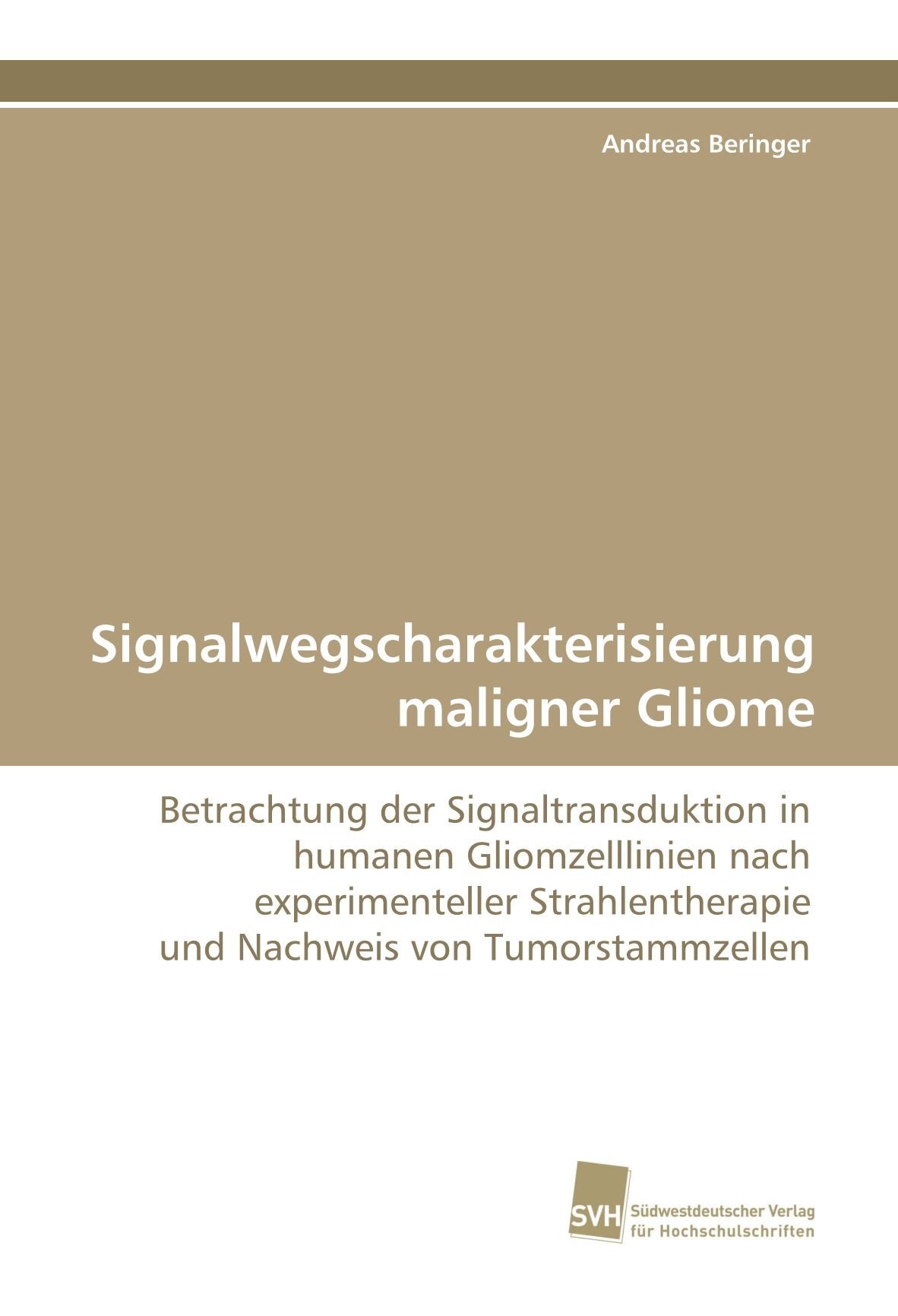 Signalwegscharakterisierung maligner Gliome: Betrachtung der Signaltransduktion in humanen Gliomzelllinien nach experimenteller Strahlentherapie und Nachweis von Tumorstammzellen Medicine