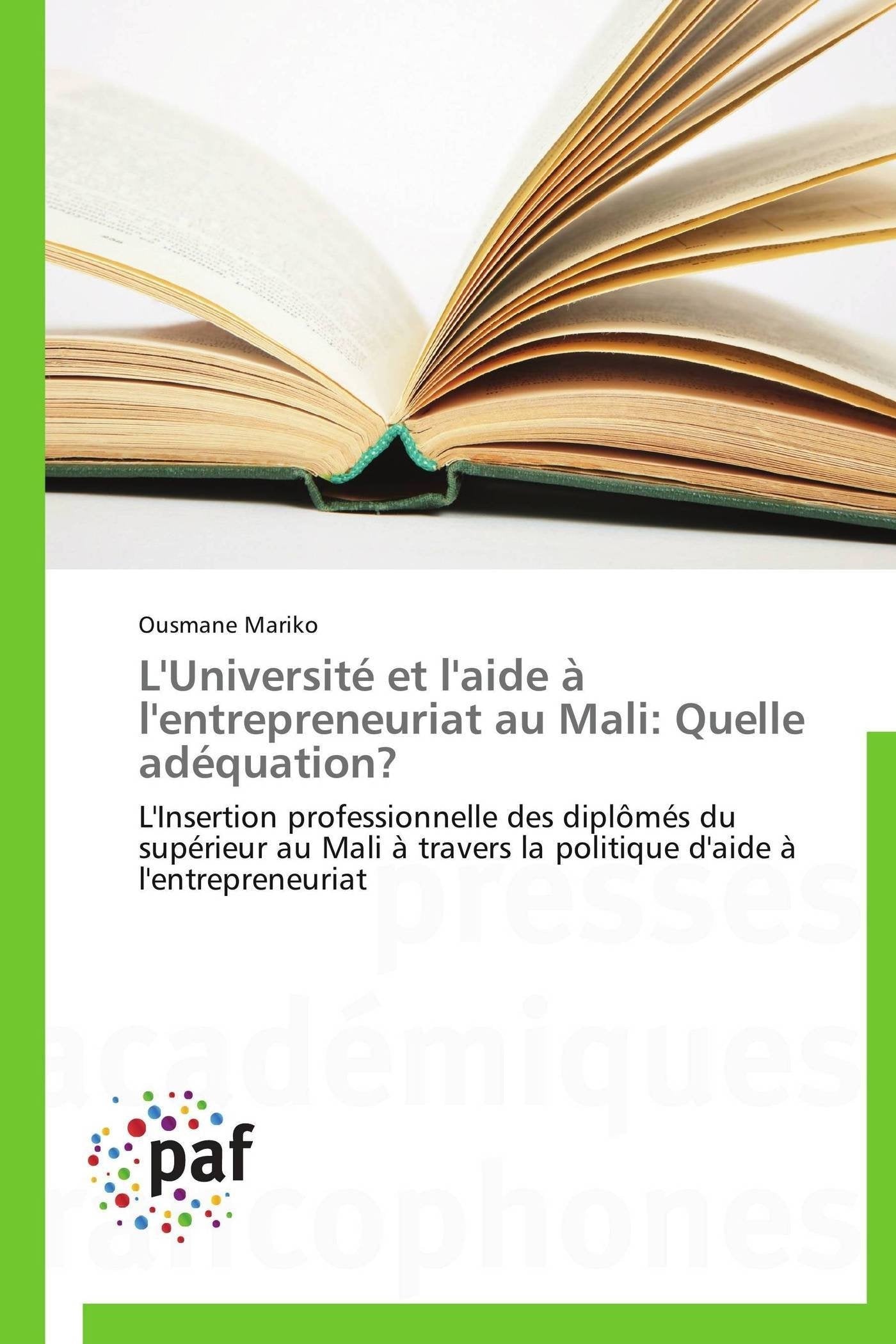 L'université et l'aide à l'entrepreneuriat au mali: quelle adéquation? book
