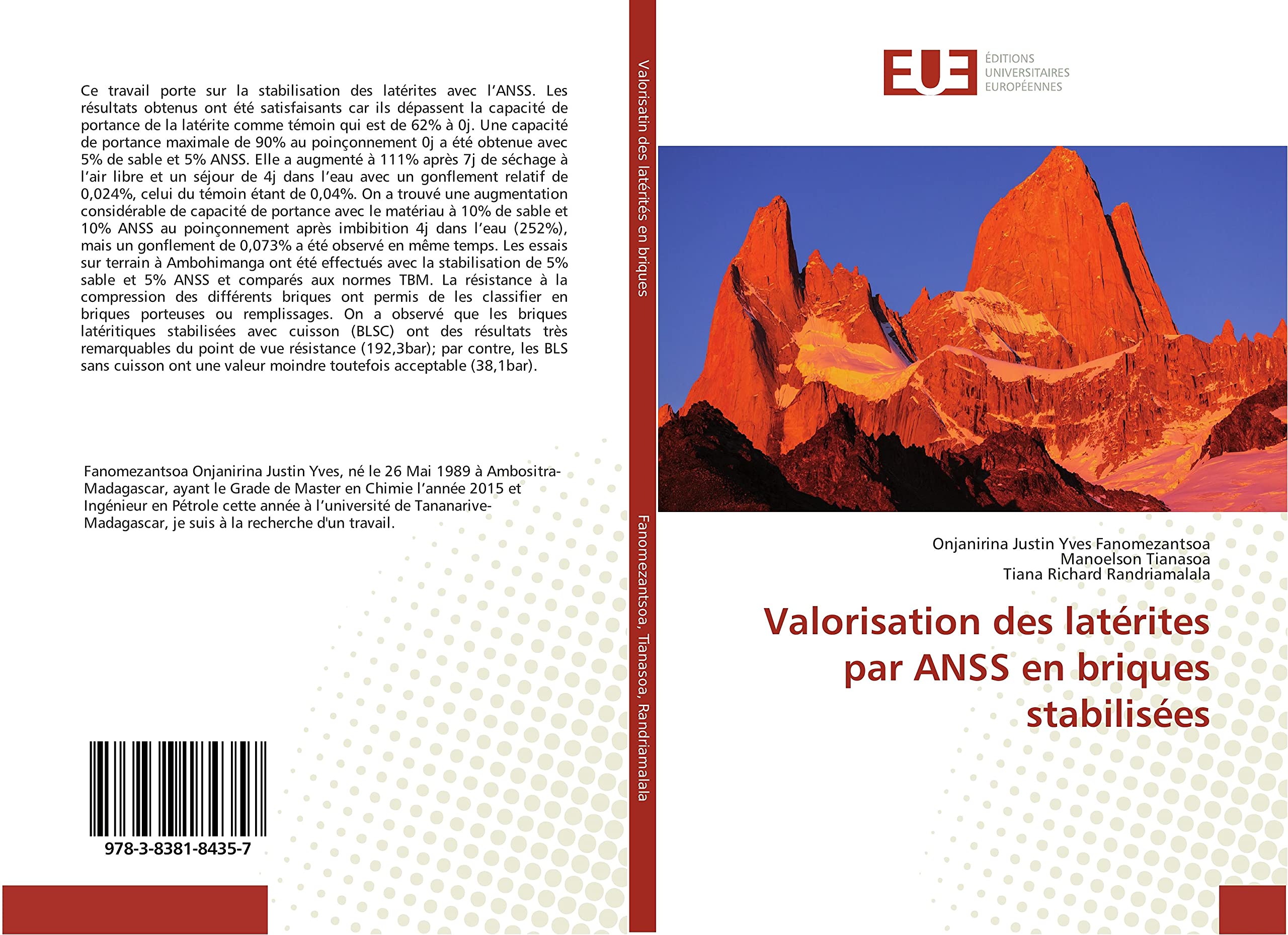 Valorisation des latérites par ANSS en briques stabilisées book