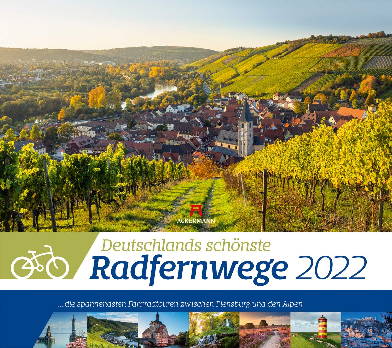 Deutschlands Radfernwege Kalender 2022, Wandkalender im Querformat (54x48 cm) - Mit Hintergrundinformationen zu den Fahrradtouren: Die spannendsten Fahrradtouren zwischen Flensburg und den Alpen Leisure, Home & Garden