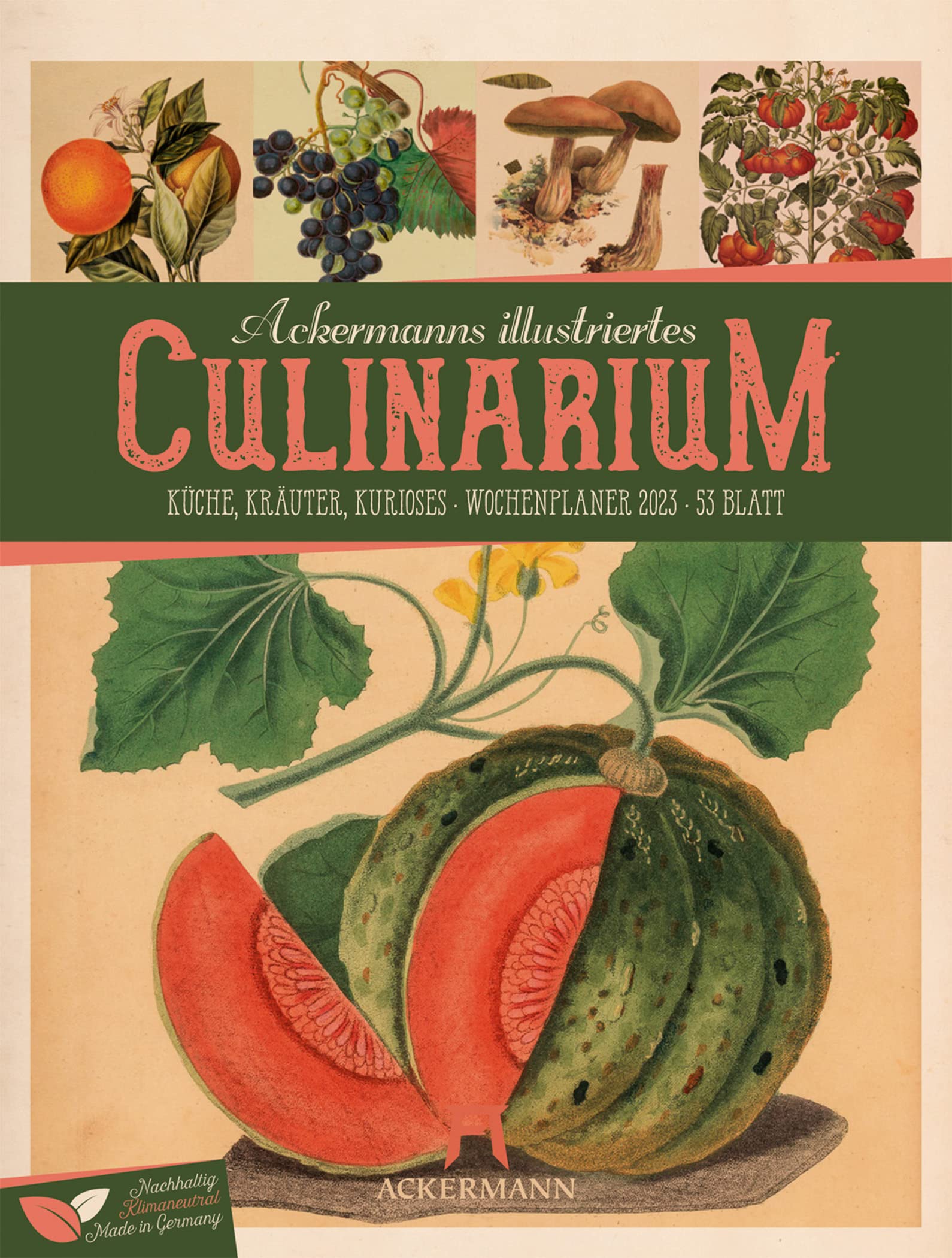 Culinarium - Wochenplaner Kalender 2023, Wandkalender im Hochformat (25x33 cm) - Botanische Illustrationen im Stil von Merian/Redouté, Wochenkalender Arts & Music