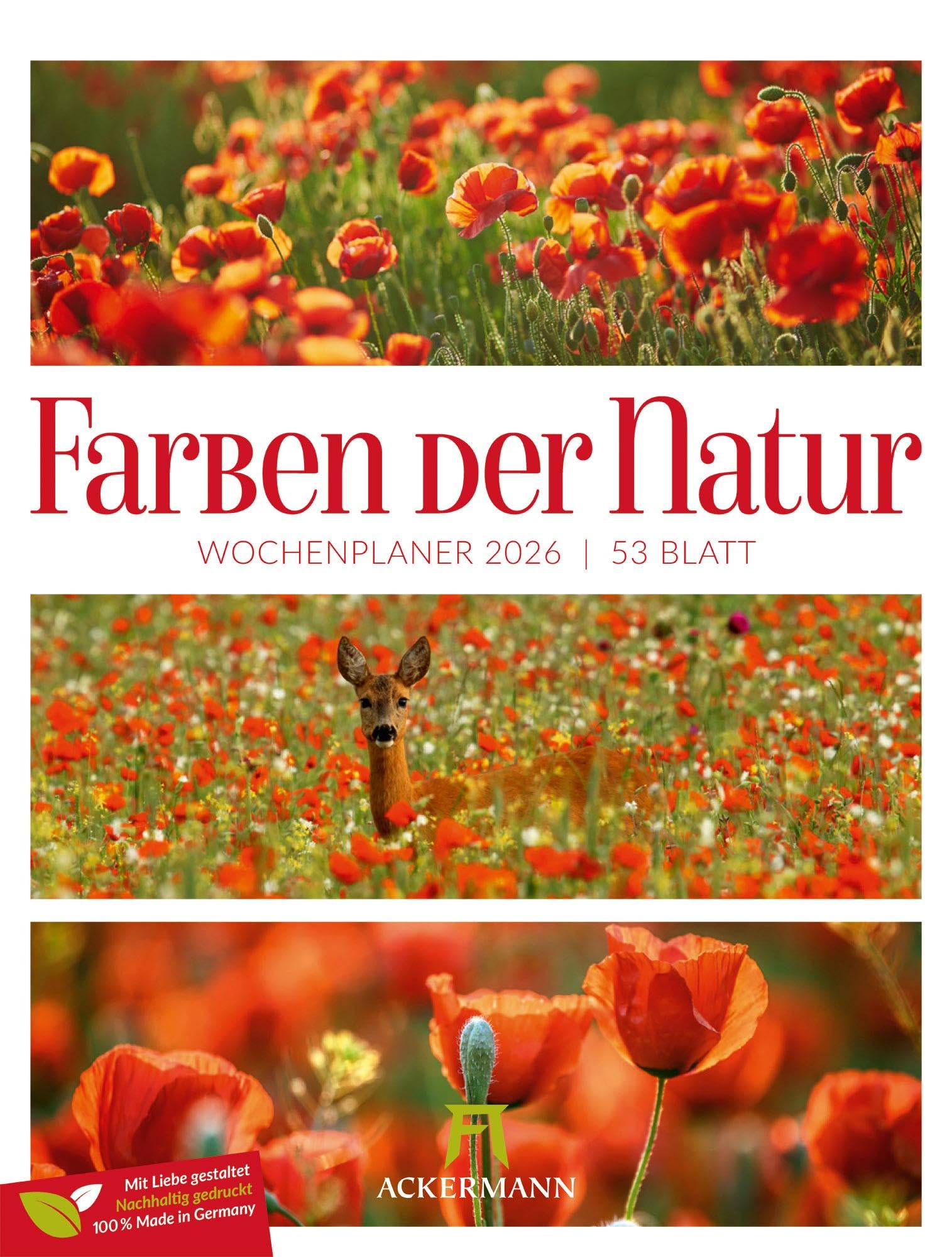 Farben der Natur Wochenplaner Kalender 2026 | Abwechslungsreicher Natur-Wochenkalender im Hochformat (25x33 cm) | Bildkompositionen im Triplet-Stil Leisure & Fun