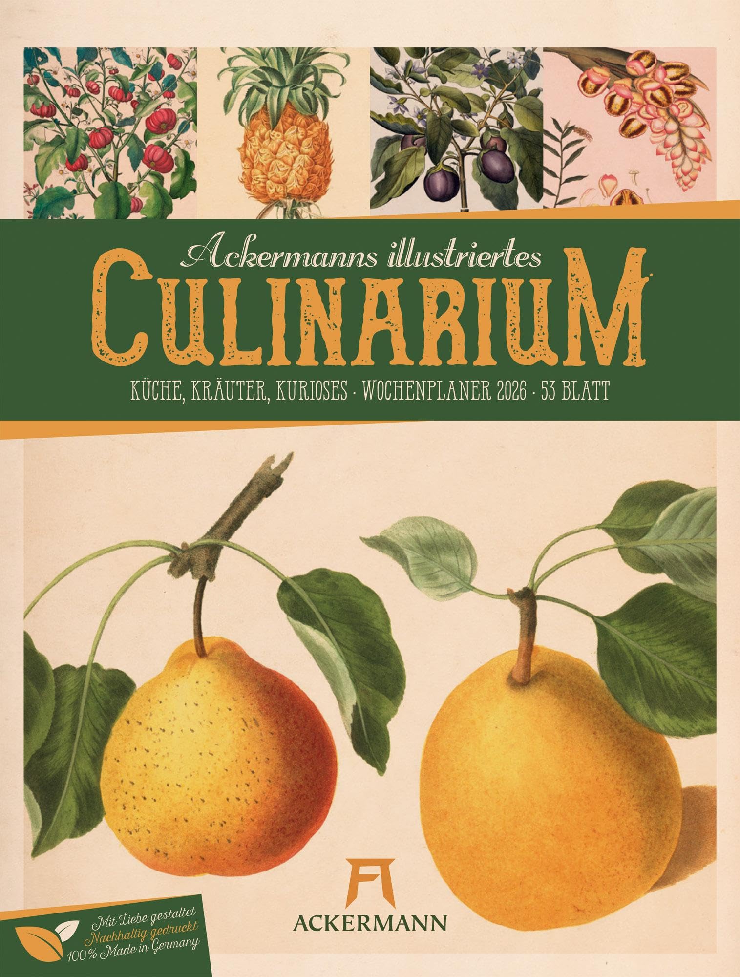 Culinarium Wochenplaner Kalender 2026 | Küche, Kräuter, Kurioses | Informativer Küchen-Wochenkalender im Hochformat (25x33 cm) | Vintage & Retro Arts & Music