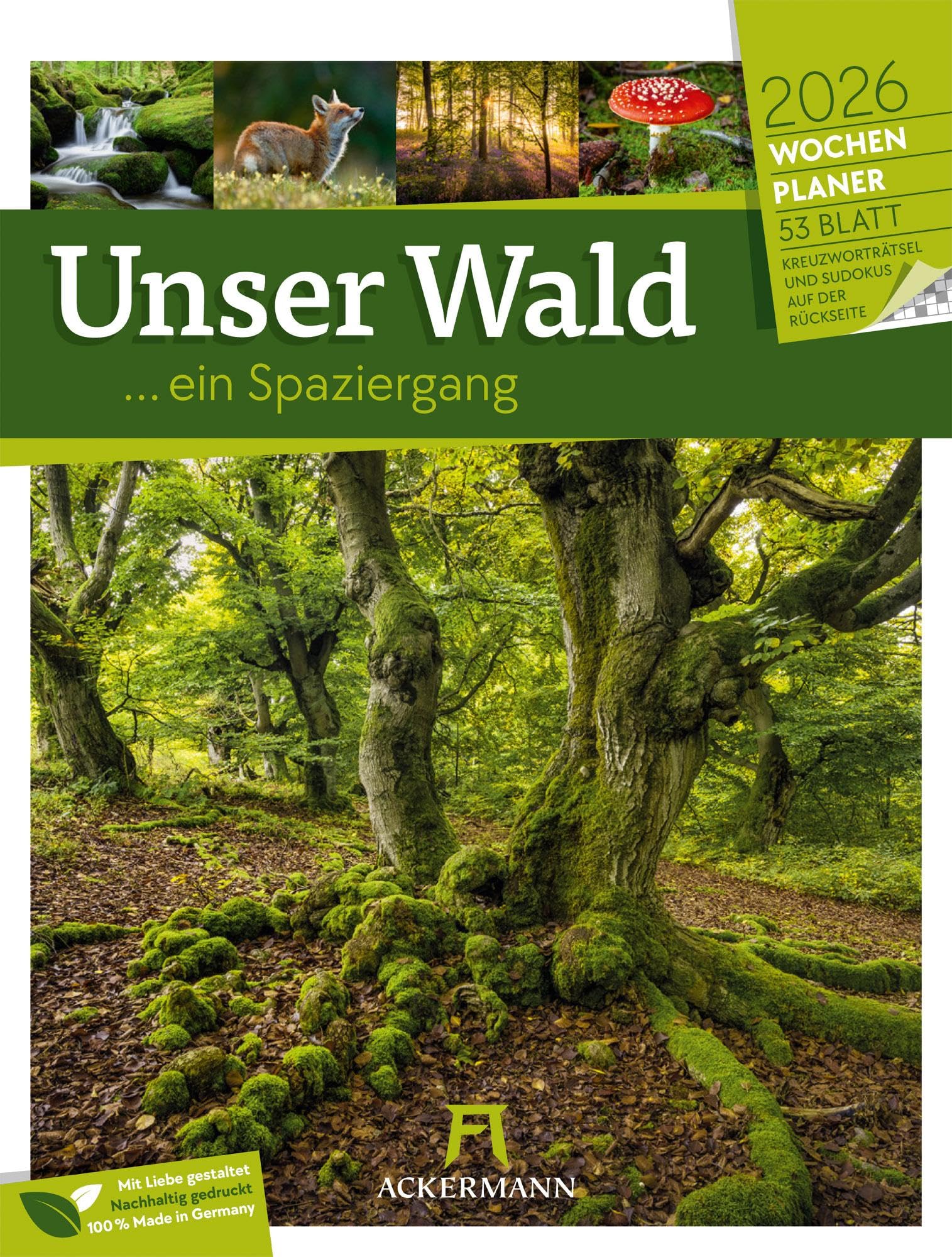 Unser Wald Wochenplaner Kalender 2026 | Heimischer Natur-Wochenkalender im Hochformat (25x33 cm) | Mit Kreuzworträtseln, Sudokus & mehr Leisure & Fun