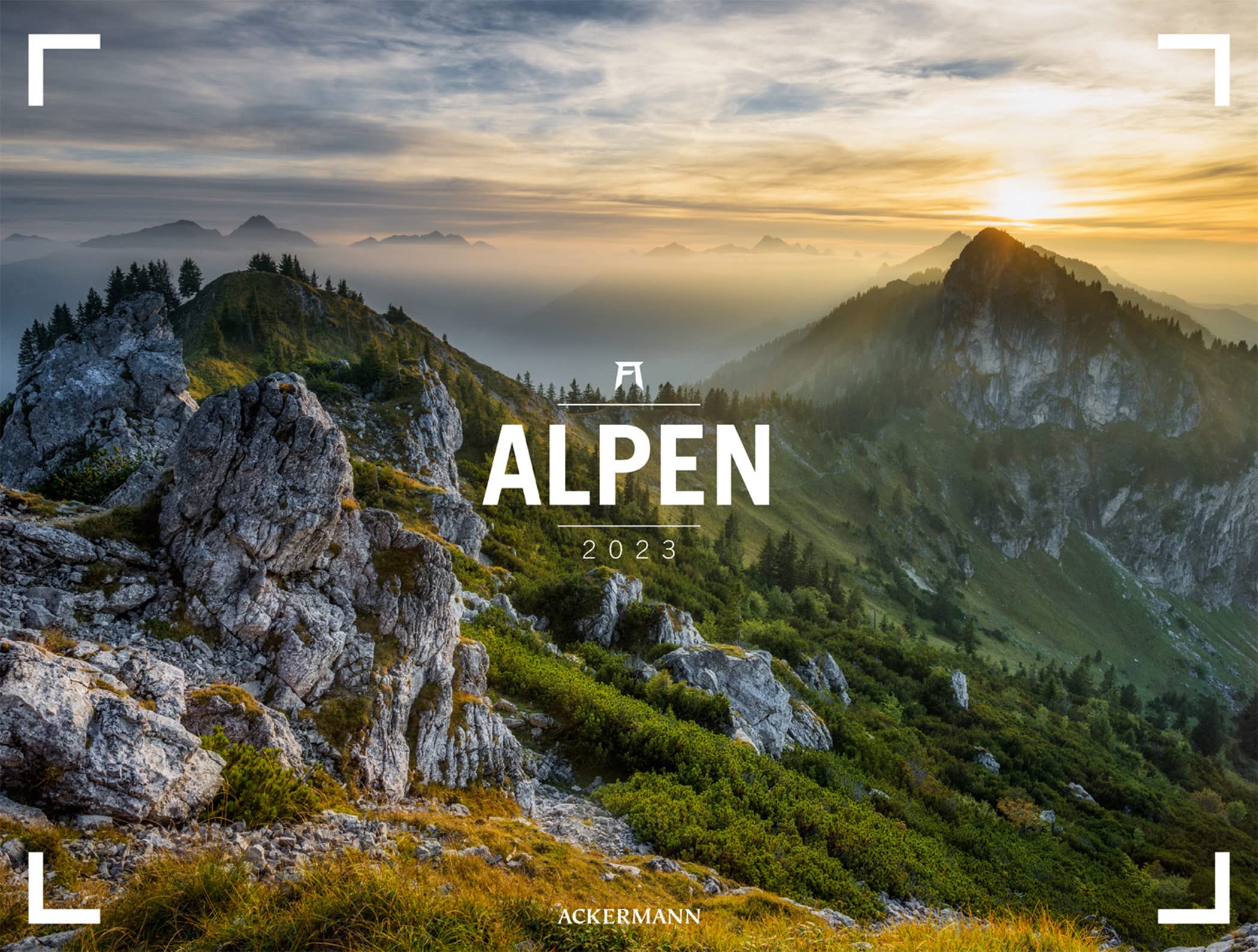 Alpen - Ackermann Gallery Kalender 2023, Wandkalender im Querformat (66x50 cm) - Großformat-Kalender / Hochwertiger Panorama-Kalender Berge und Natur Travel
