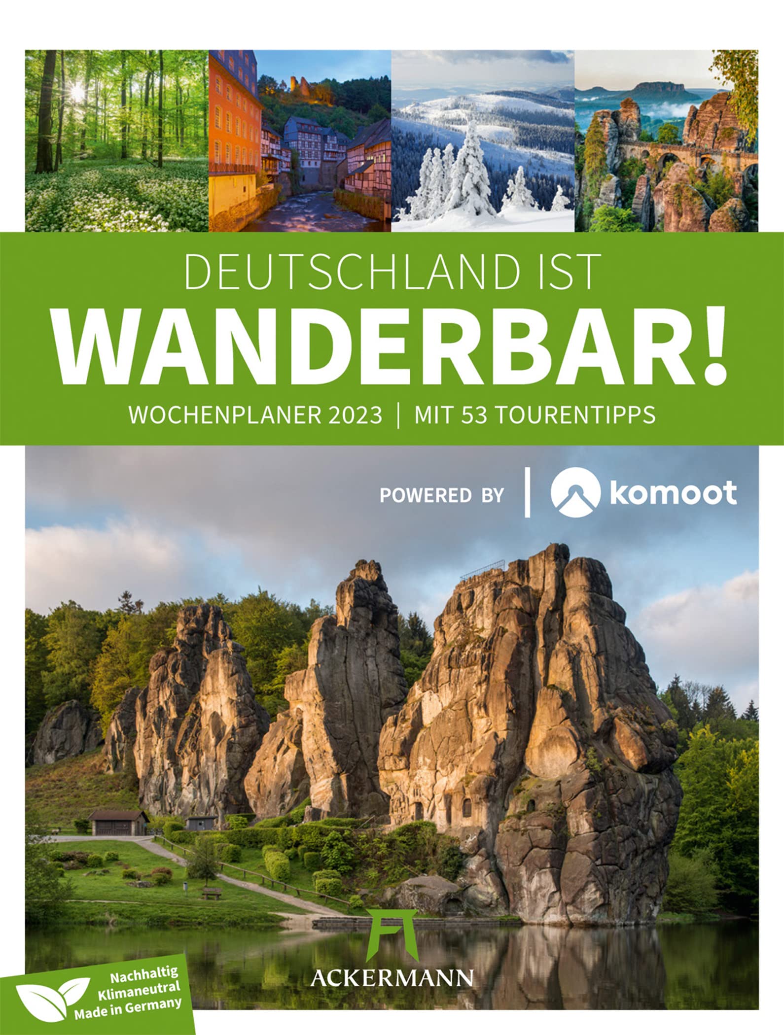 Deutschland ist wanderbar - Komoot-Wochenplaner Kalender 2023, Wandkalender im Hochformat (25x33 cm) - Reise-Wochenkalender mit Wanderrouten book