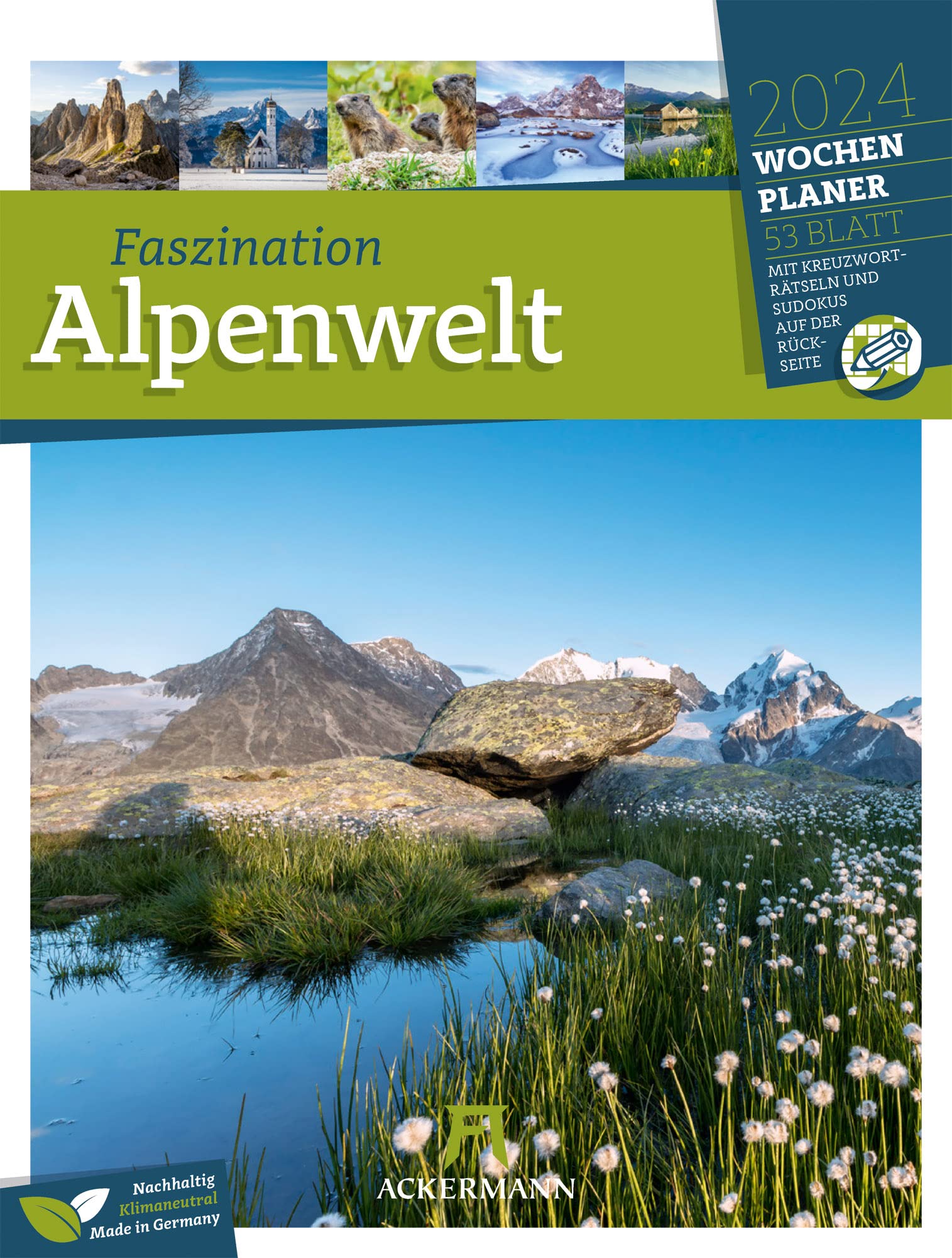 Faszination Alpenwelt - Wochenplaner Kalender 2024, Wandkalender im Hochformat (25x33 cm) - Wochenkalender mit Rätseln und Sudokus auf der Rückseite book