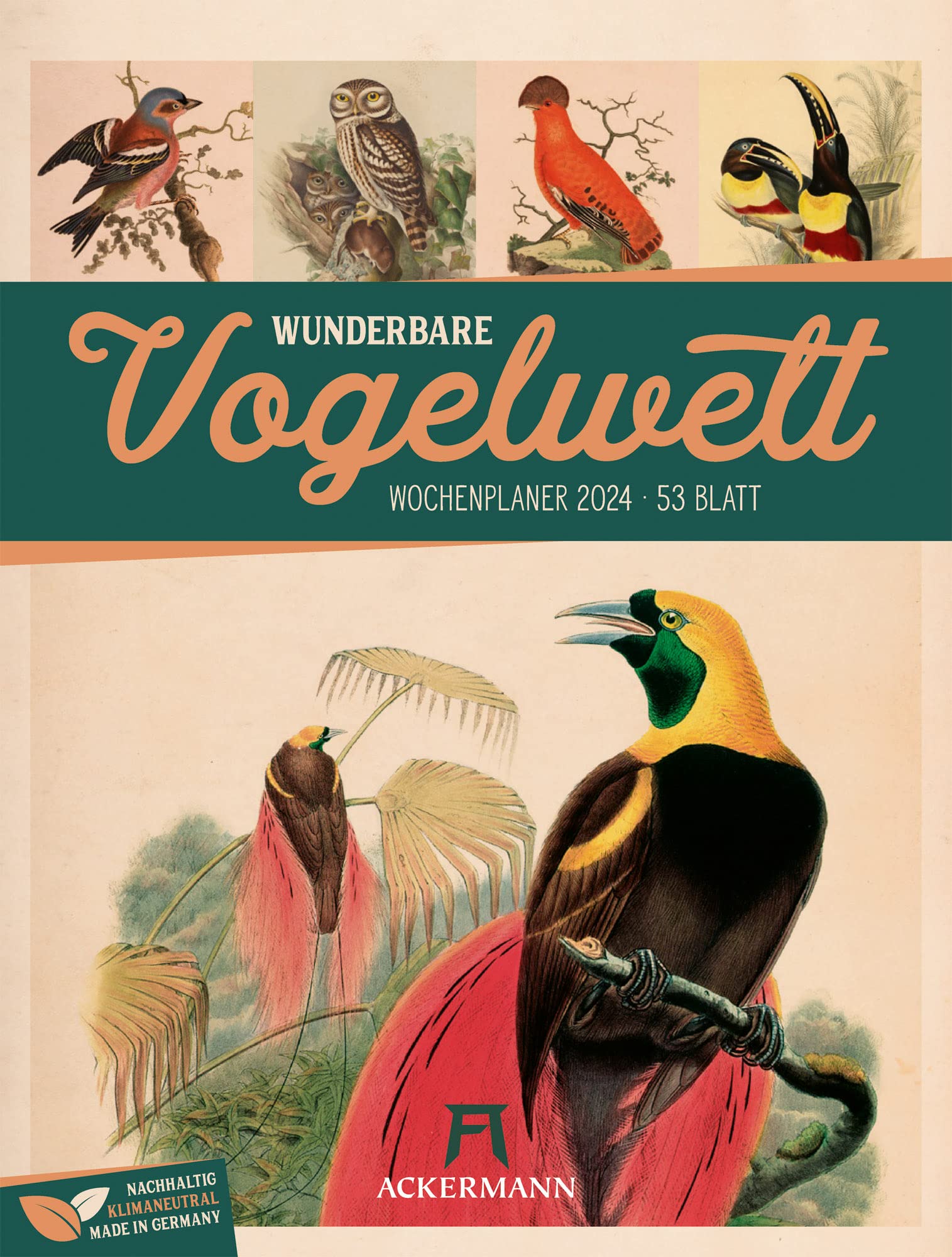 Wunderbare Vogelwelt - Wochenplaner Kalender 2024, Wandkalender / Vintage-Tierkalender im Hochformat (25x33 cm) - historische Illustrationen von Vögeln Film, Art & Culture