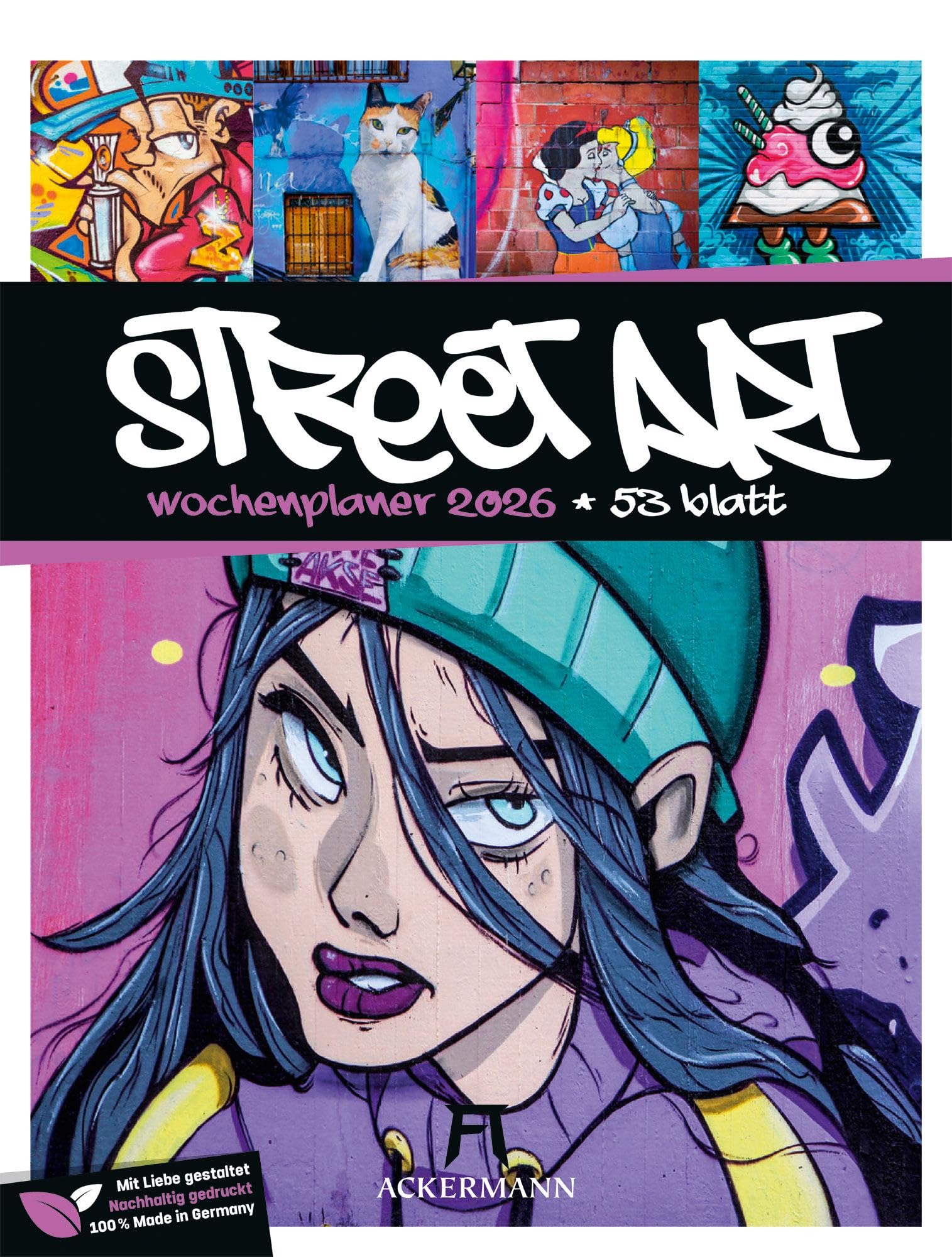 Street Art Wochenplaner Kalender 2026 | Außergewöhnlicher Graffiti-Wochenkalender im Hochformat (25x33 cm) | Straßen-Kunst | mit Sudokus und Rätseln Film, Art & Culture